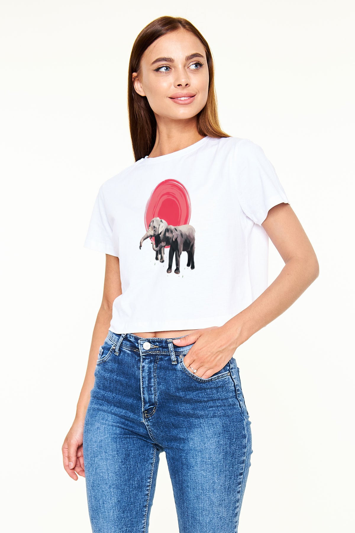Fil Beyaz  Crop Top Tişört