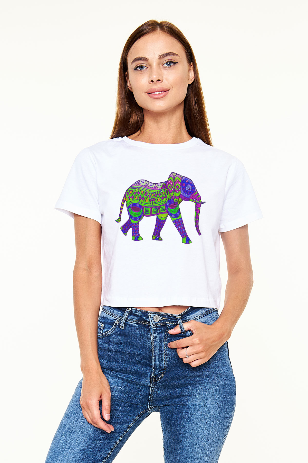 Fil Beyaz Croptop Tişört