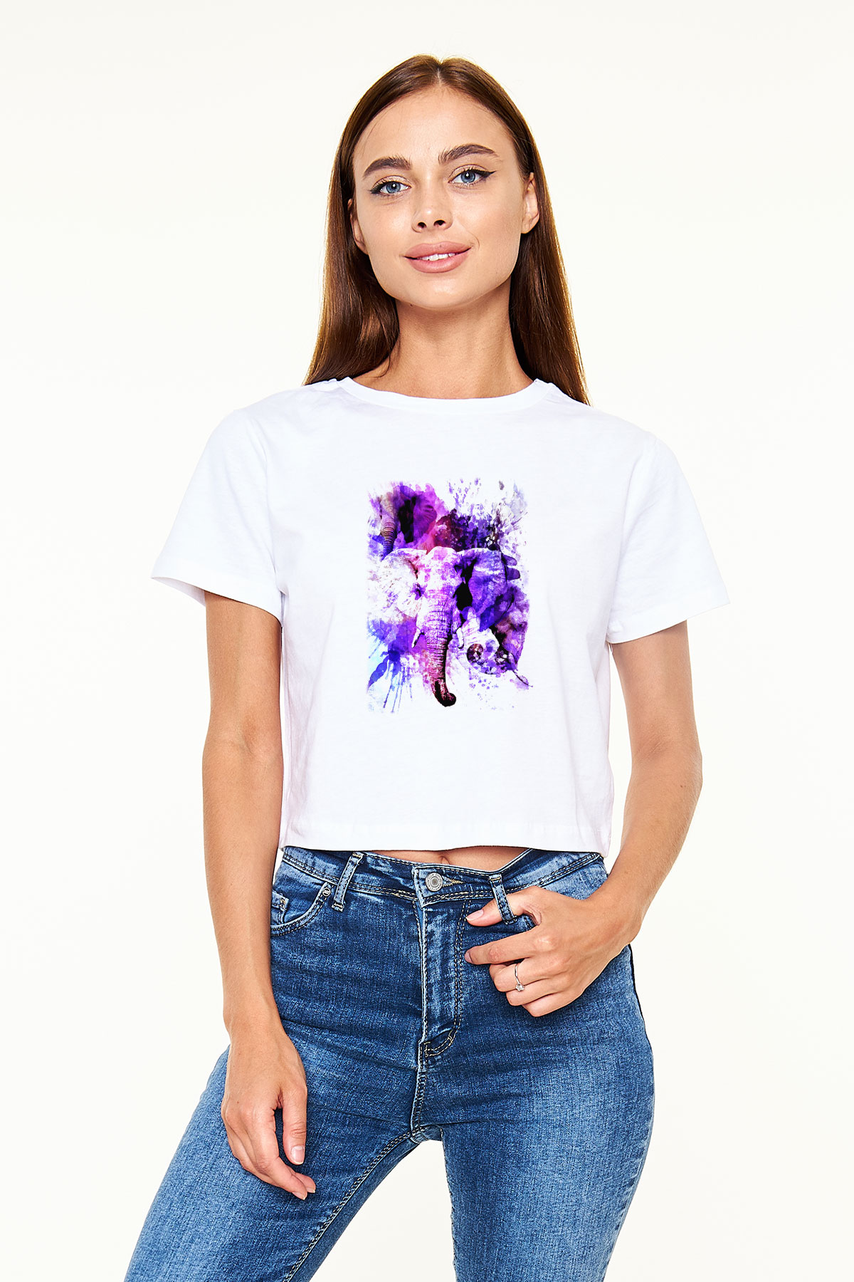 Fil Beyaz Croptop Tişört