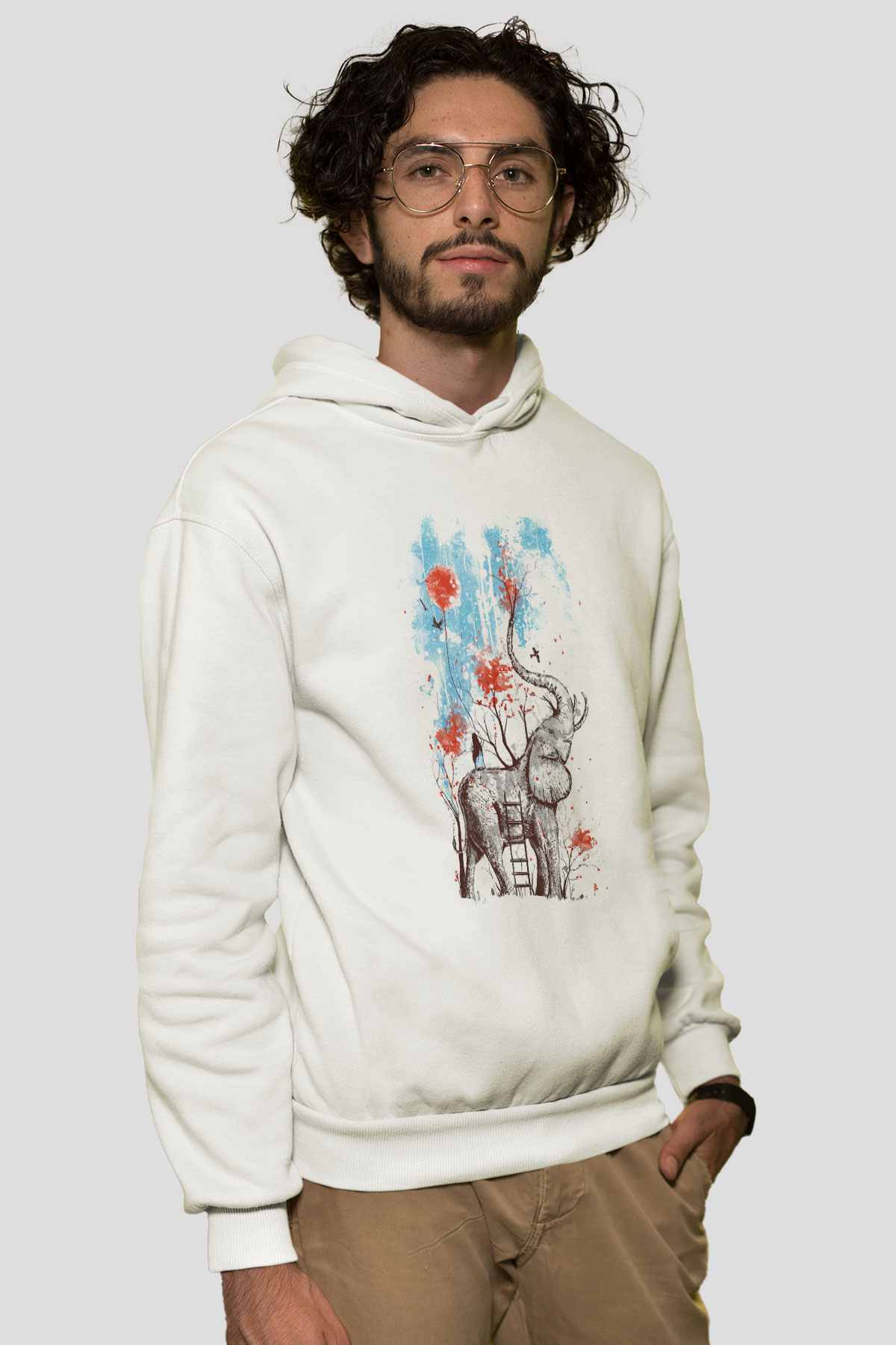 Fil Beyaz Unisex Hoodie