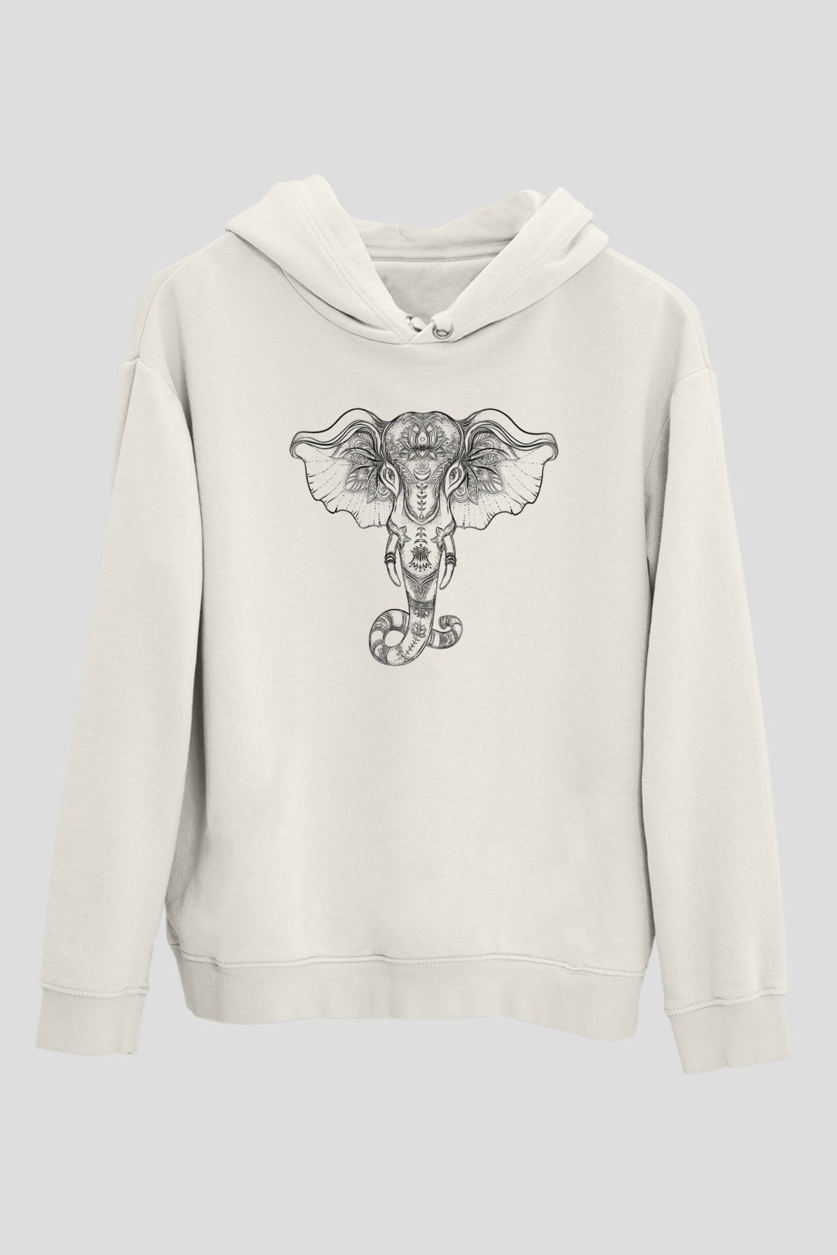 Fil Beyaz Unisex Kapşonlu Sweatshirt