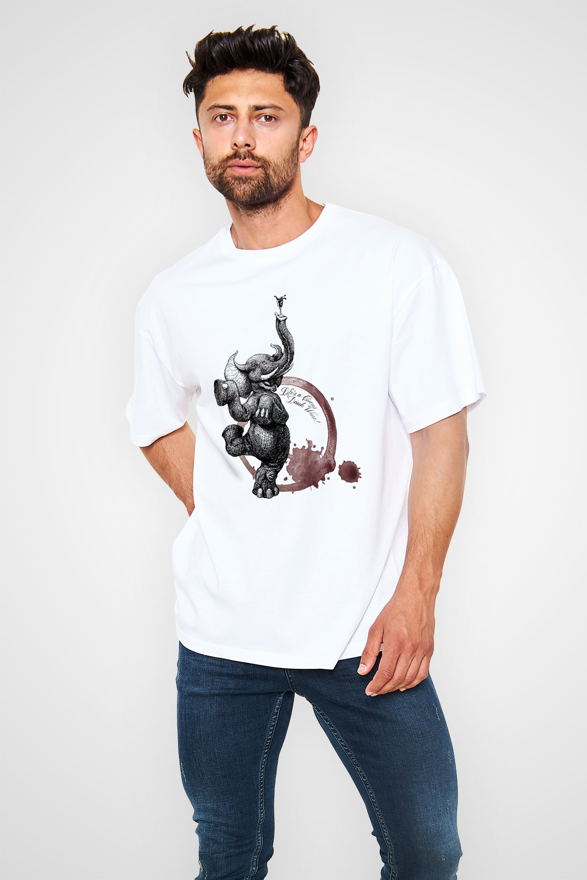 Fil Beyaz Unisex Oversize Tişört T-Shirt