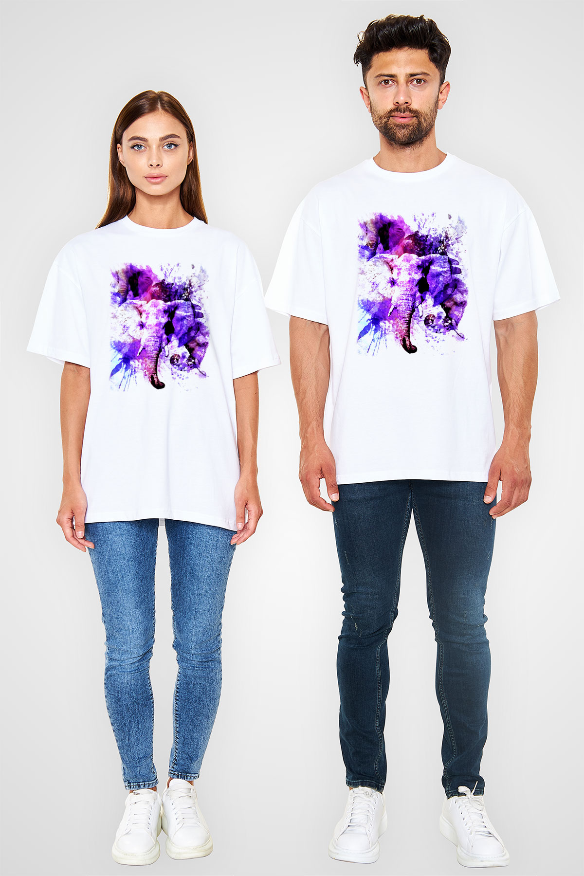 Fil Beyaz Unisex Oversize Tişört T-Shirt