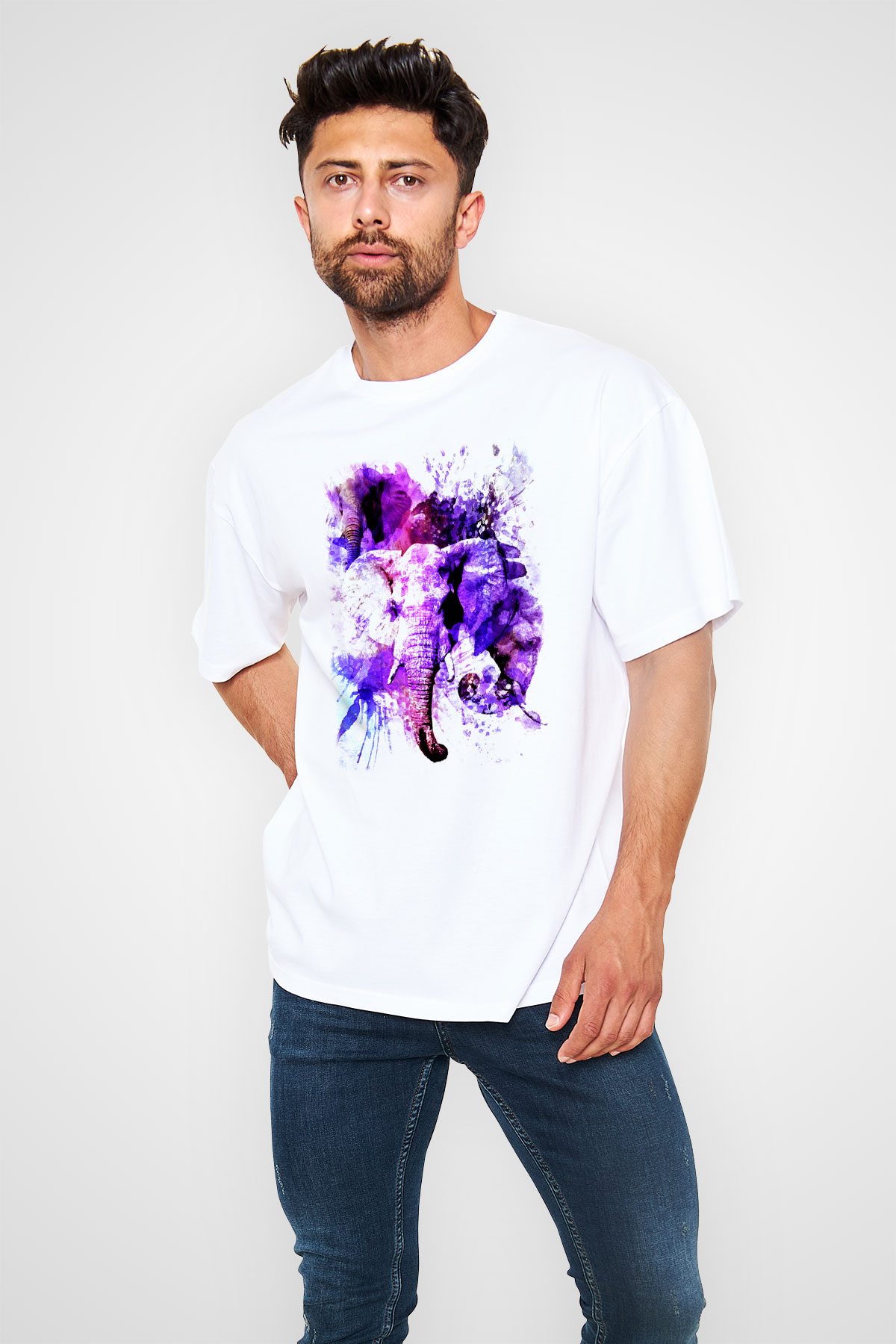 Fil Beyaz Unisex Oversize Tişört T-Shirt
