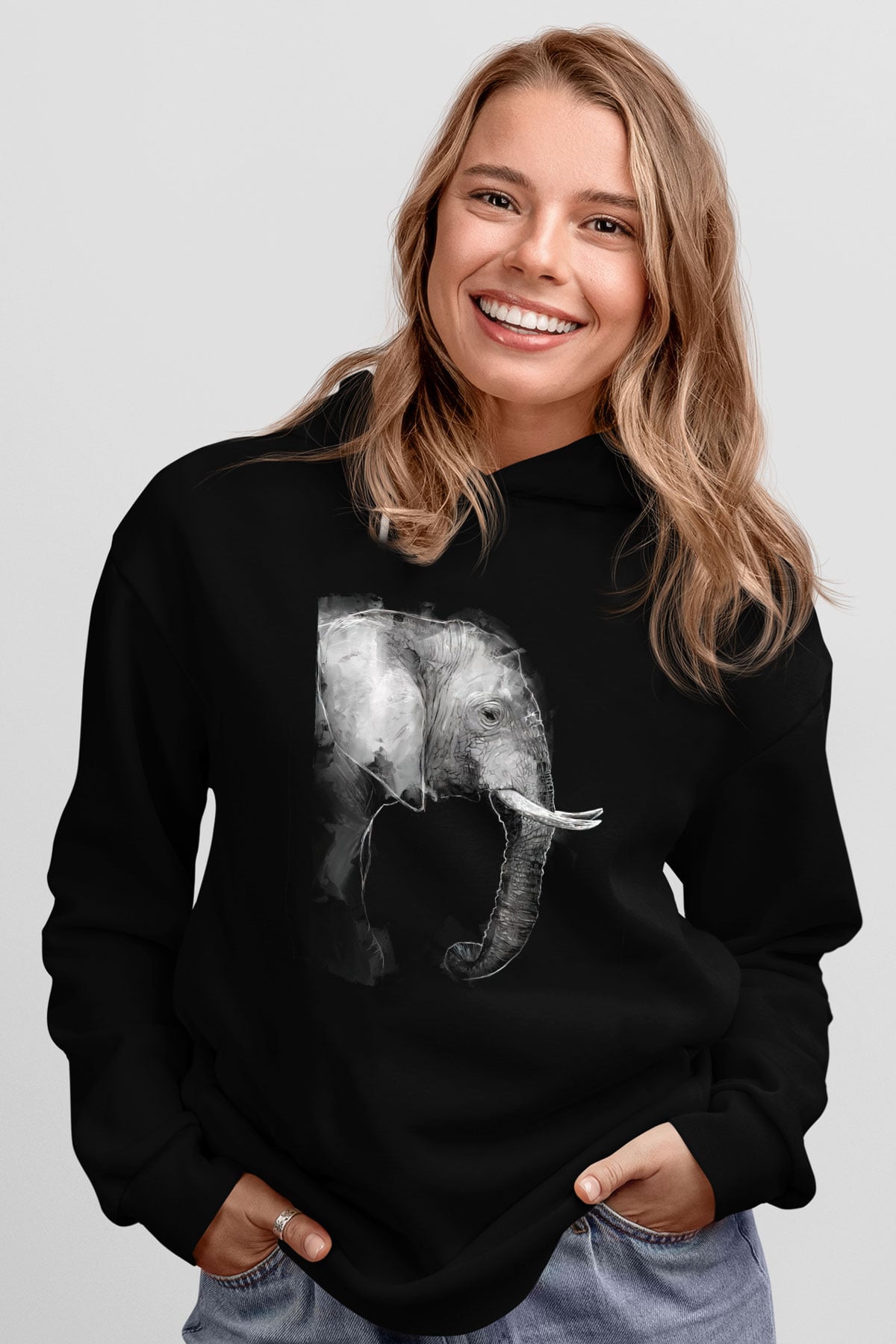 Fil Siyah Unisex Hoodie