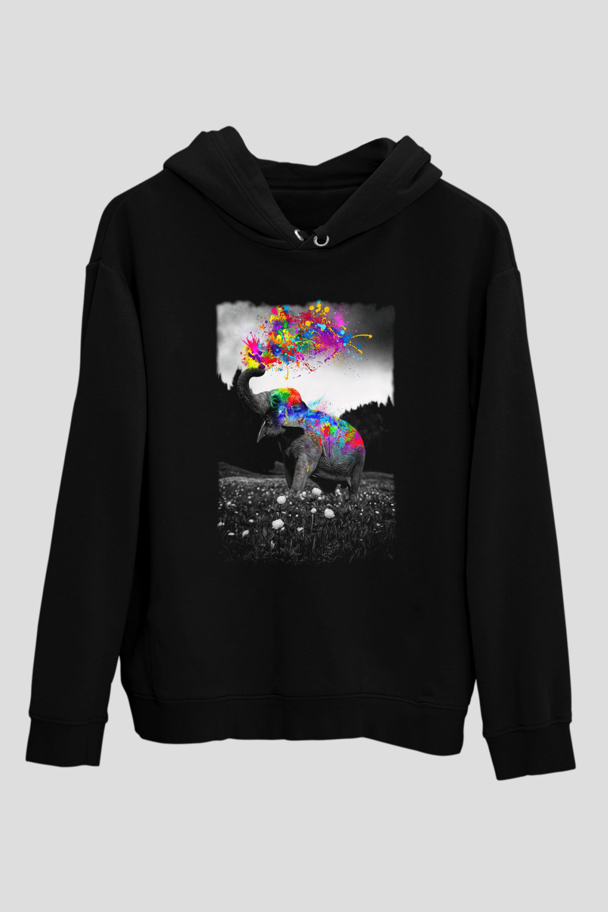 Fil Siyah Unisex Kapüşonlu Sweatshirt