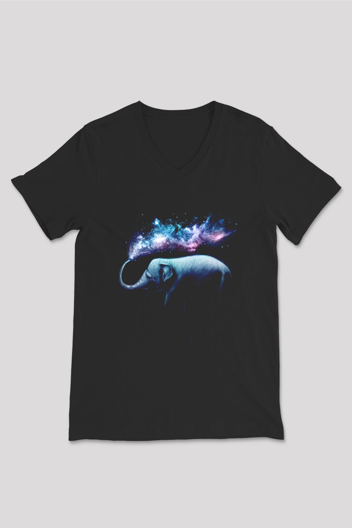 Fil Siyah Unisex V Yaka Tişört