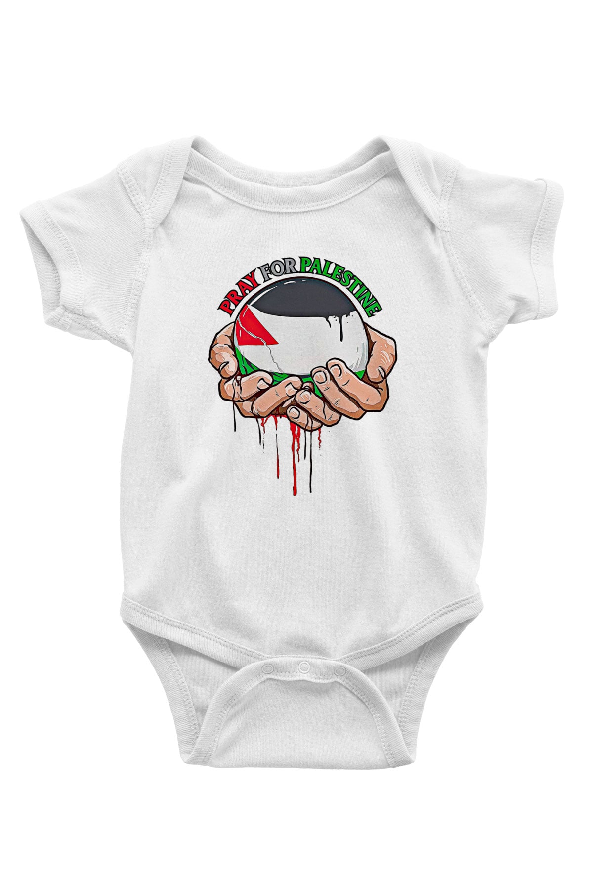 Filistin Baskılı Beyaz Unisex Bebek Body - Zıbın