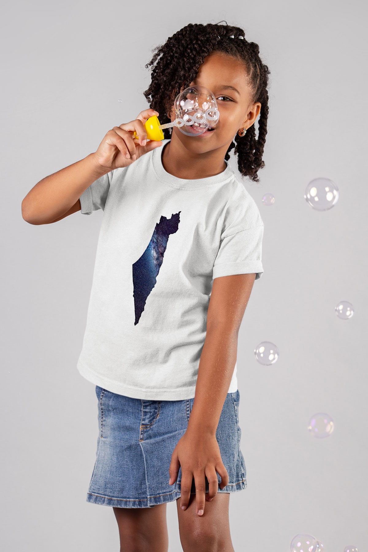 Filistin Baskılı Beyaz Unisex Beyaz Çocuk Tişört - Tshirt