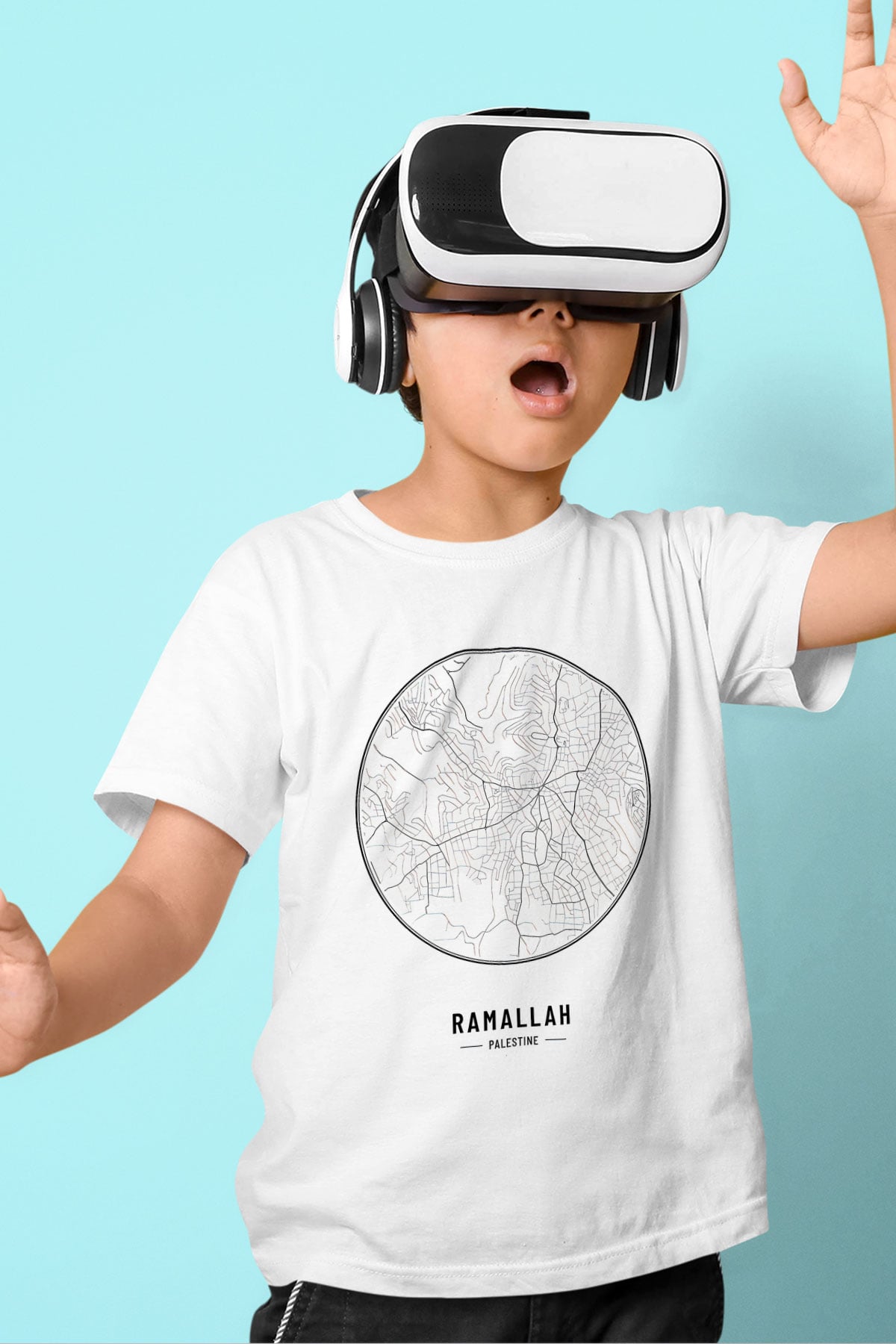 Filistin Baskılı Beyaz Unisex Beyaz Çocuk Tişört - Tshirt