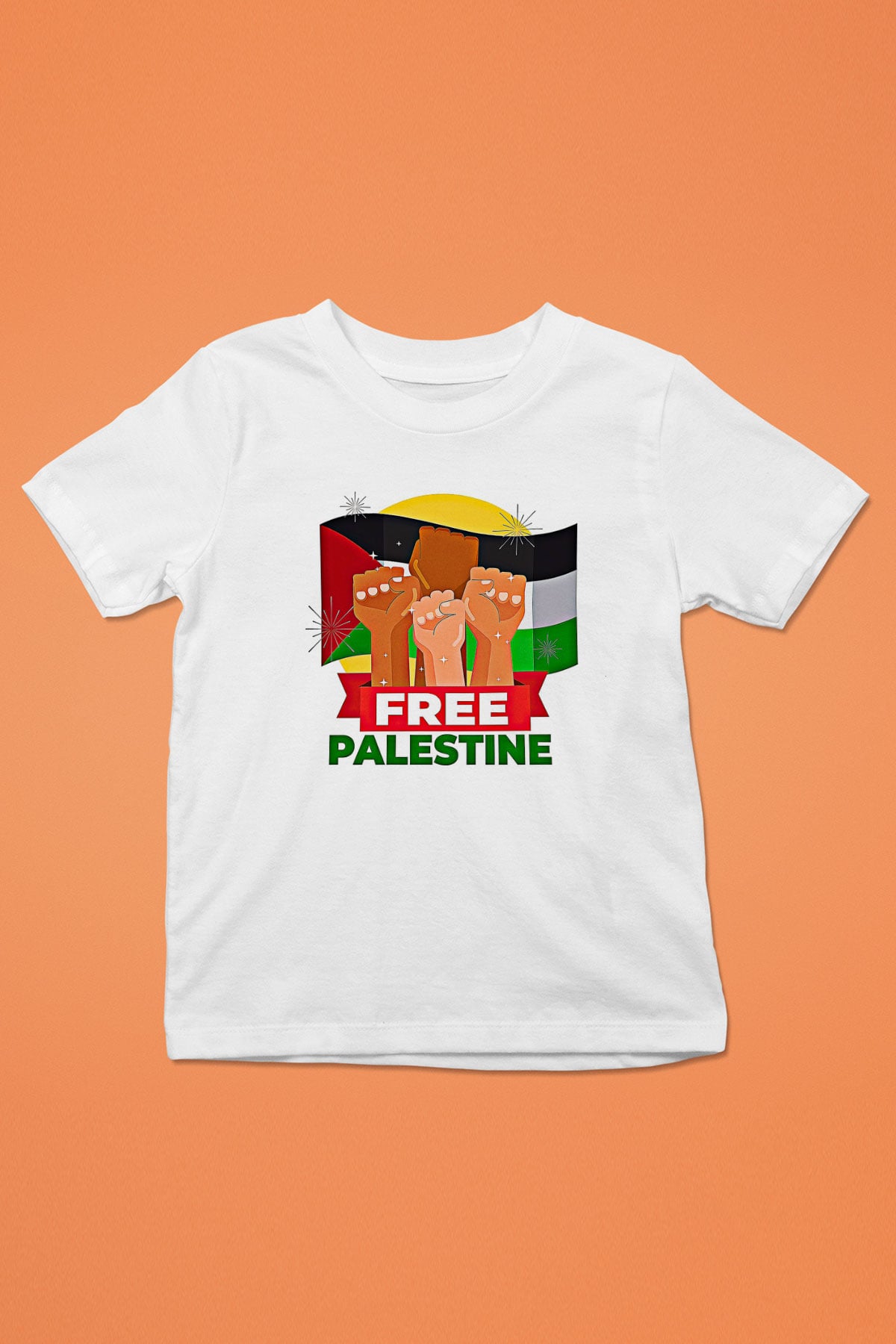 Filistin Baskılı Beyaz Unisex Beyaz Çocuk Tişört - Tshirt