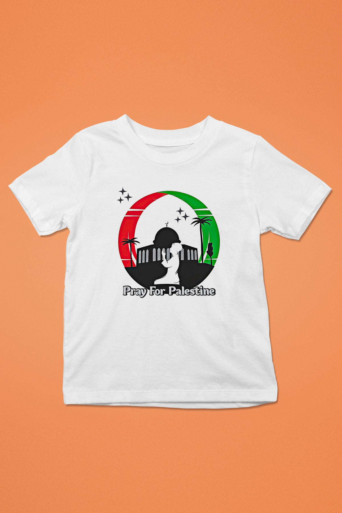 Filistin Baskılı Beyaz Unisex Beyaz Çocuk Tişört - Tshirt