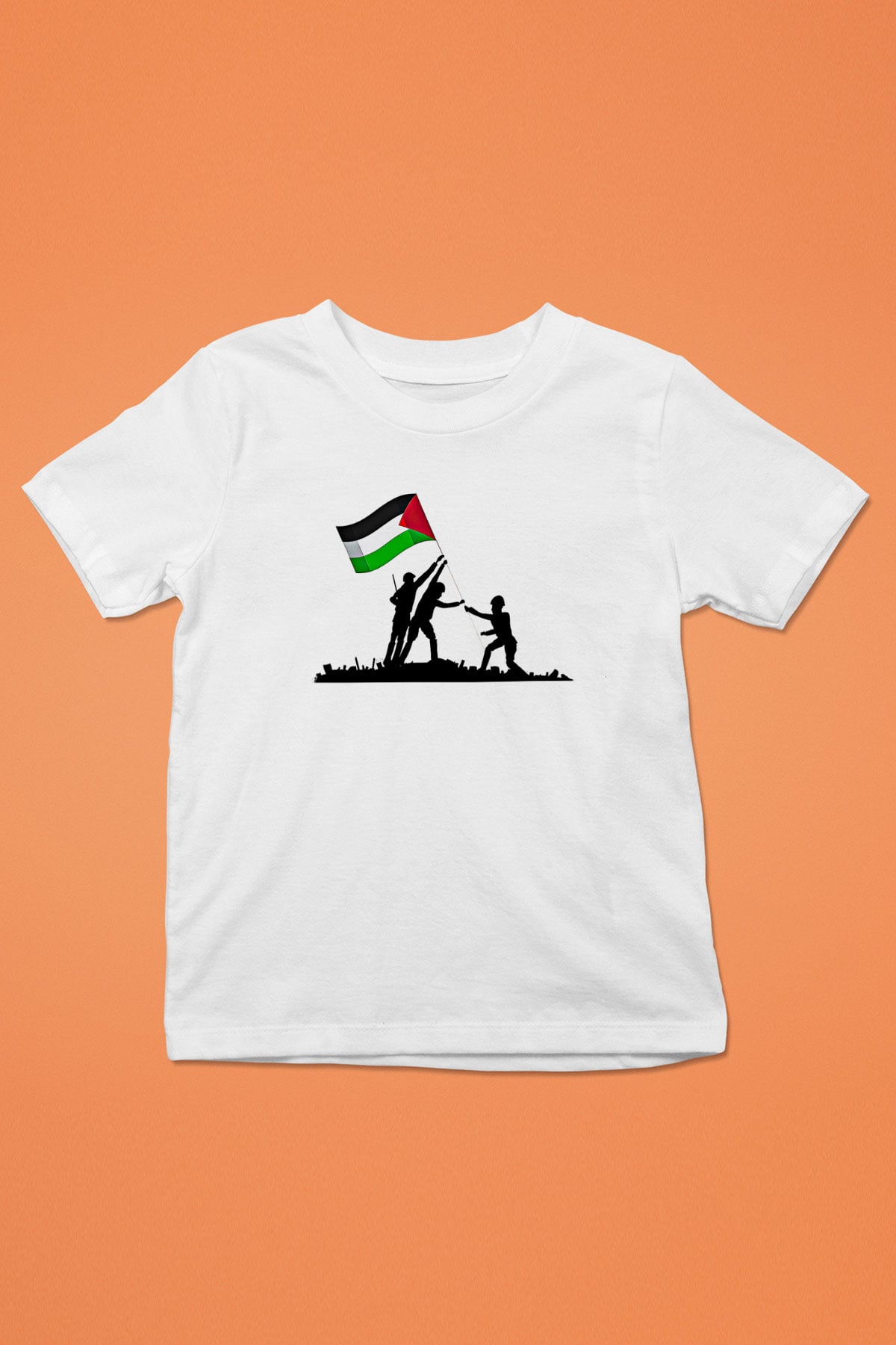 Filistin Baskılı Beyaz Unisex Beyaz Çocuk Tişört - Tshirt