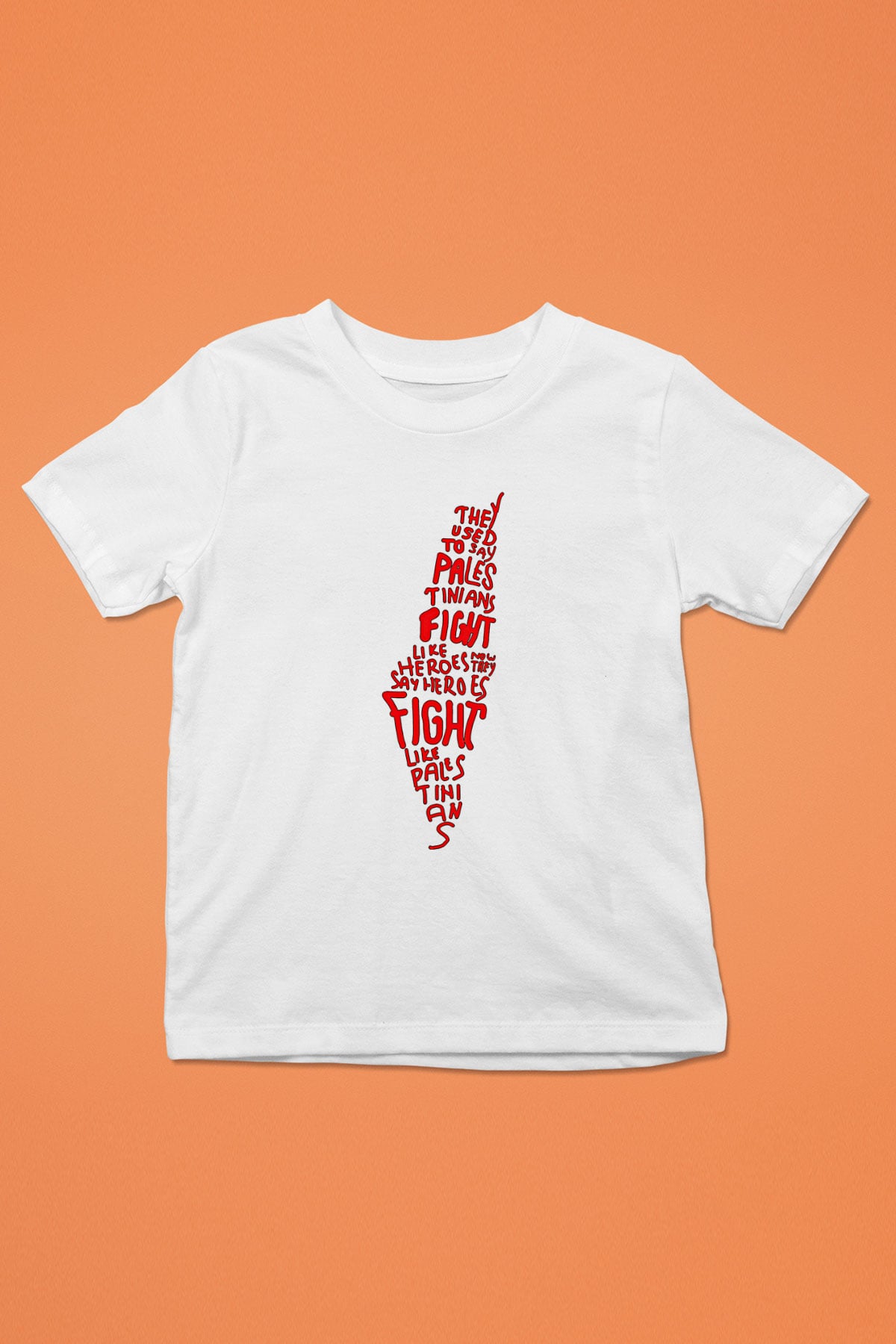 Filistin Baskılı Beyaz Unisex Beyaz Çocuk Tişört - Tshirt