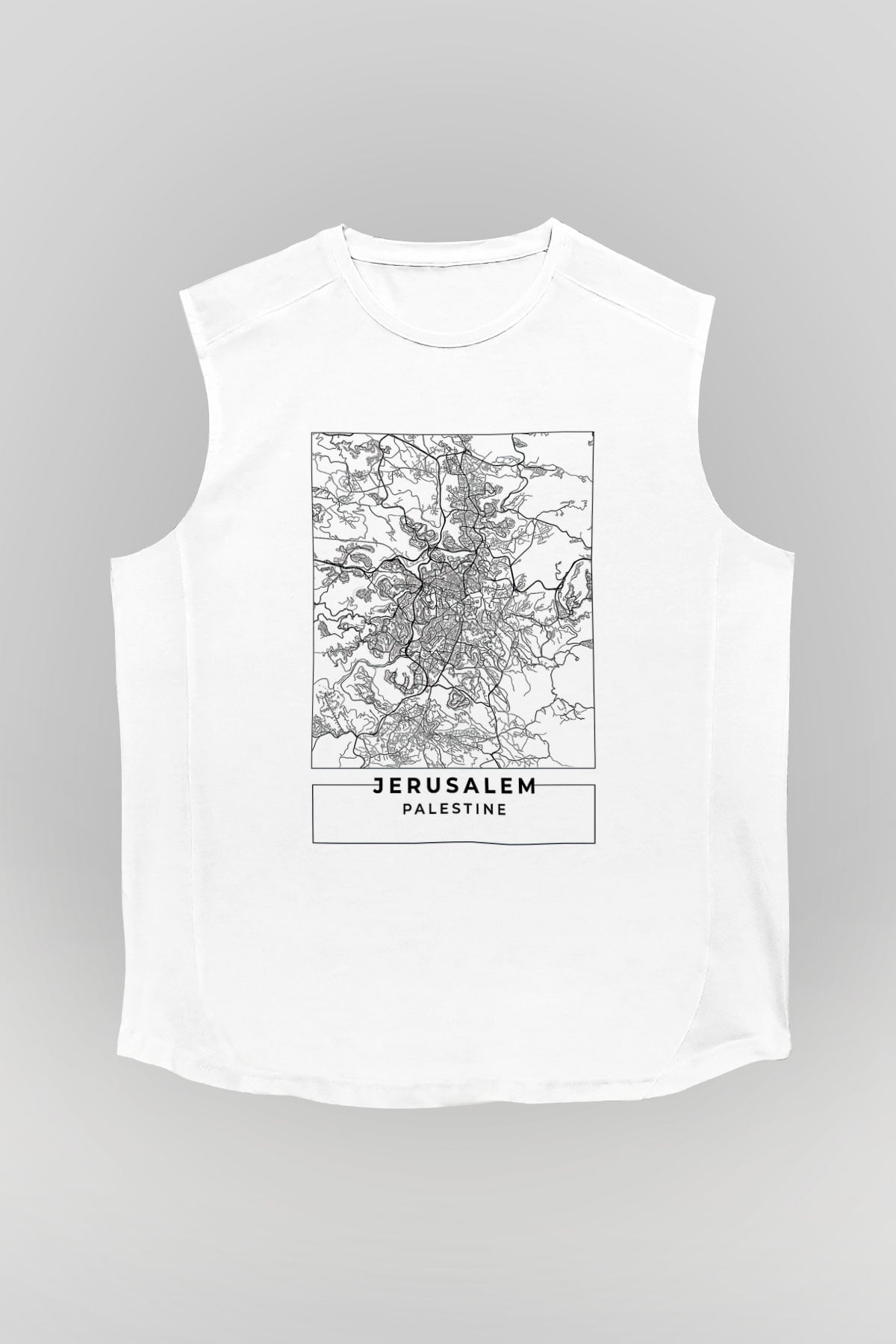 Filistin Baskılı Beyaz Unisex Kolsuz Tişört - Tshirt