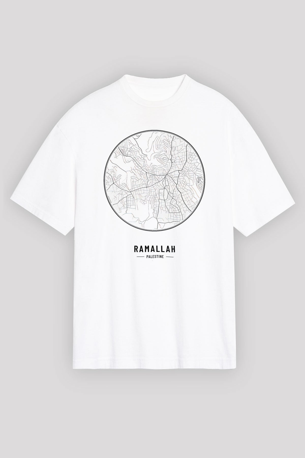 Filistin Baskılı Beyaz Unisex Oversize Tişört - Tshirt