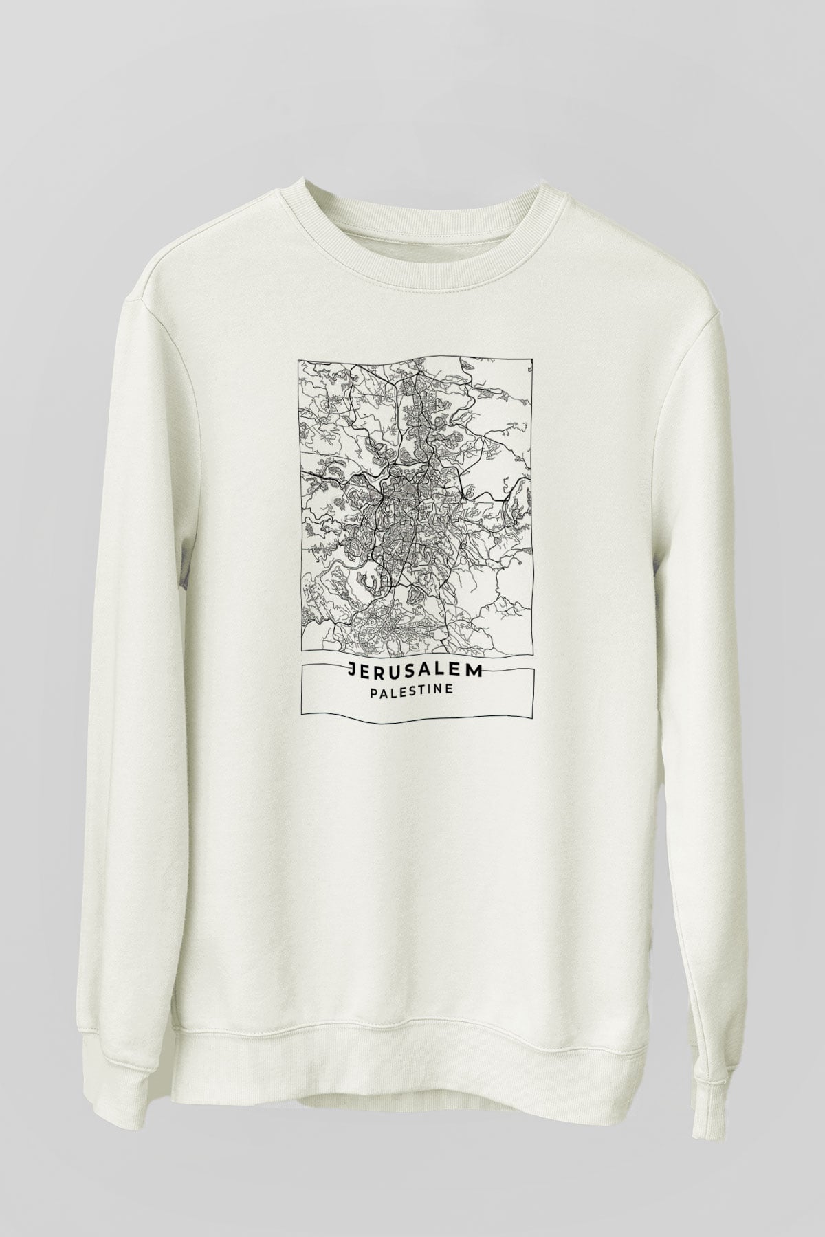 Filistin Baskılı Beyaz Unisex Sweatshirt
