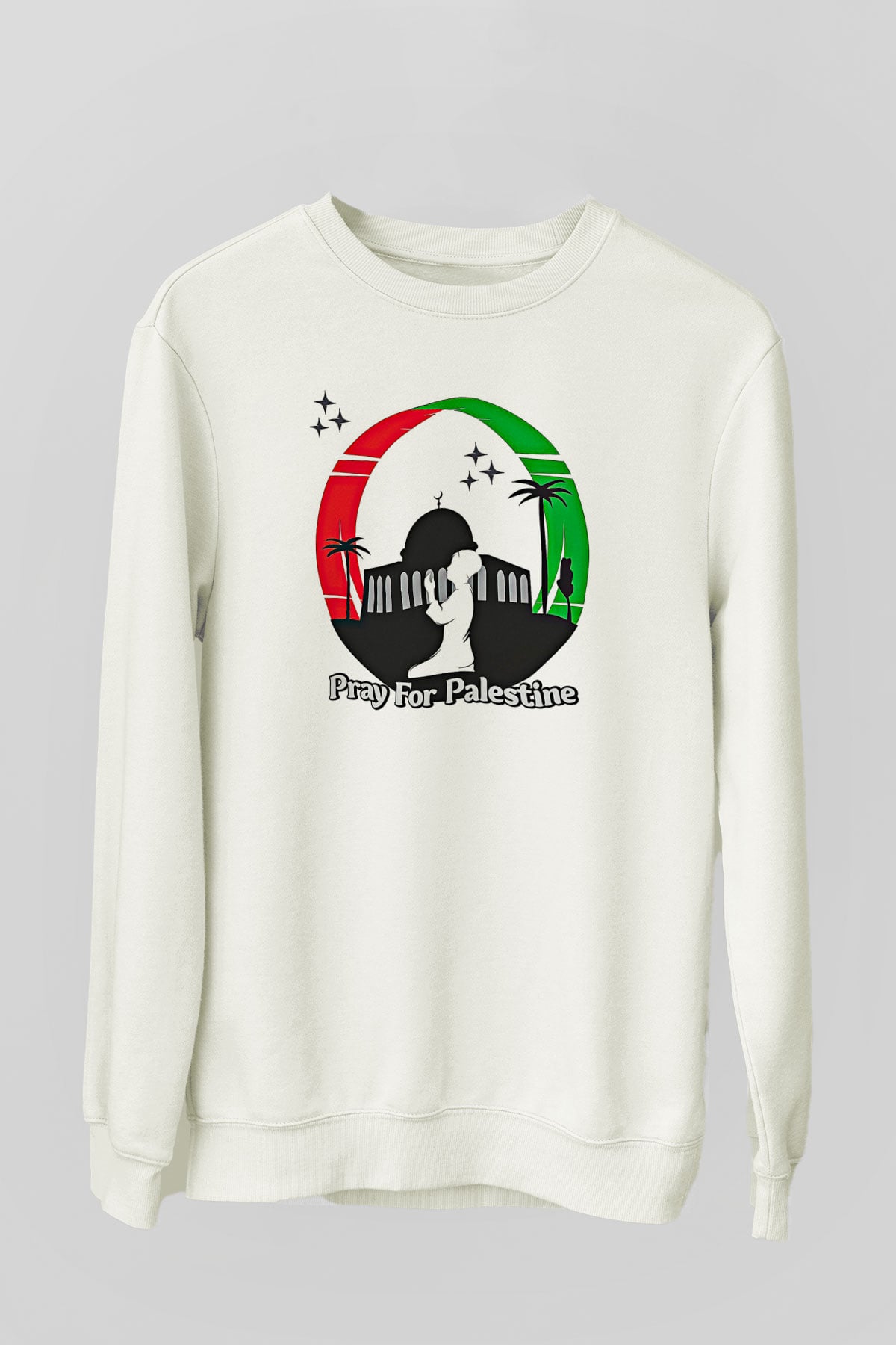 Filistin Baskılı Beyaz Unisex Sweatshirt