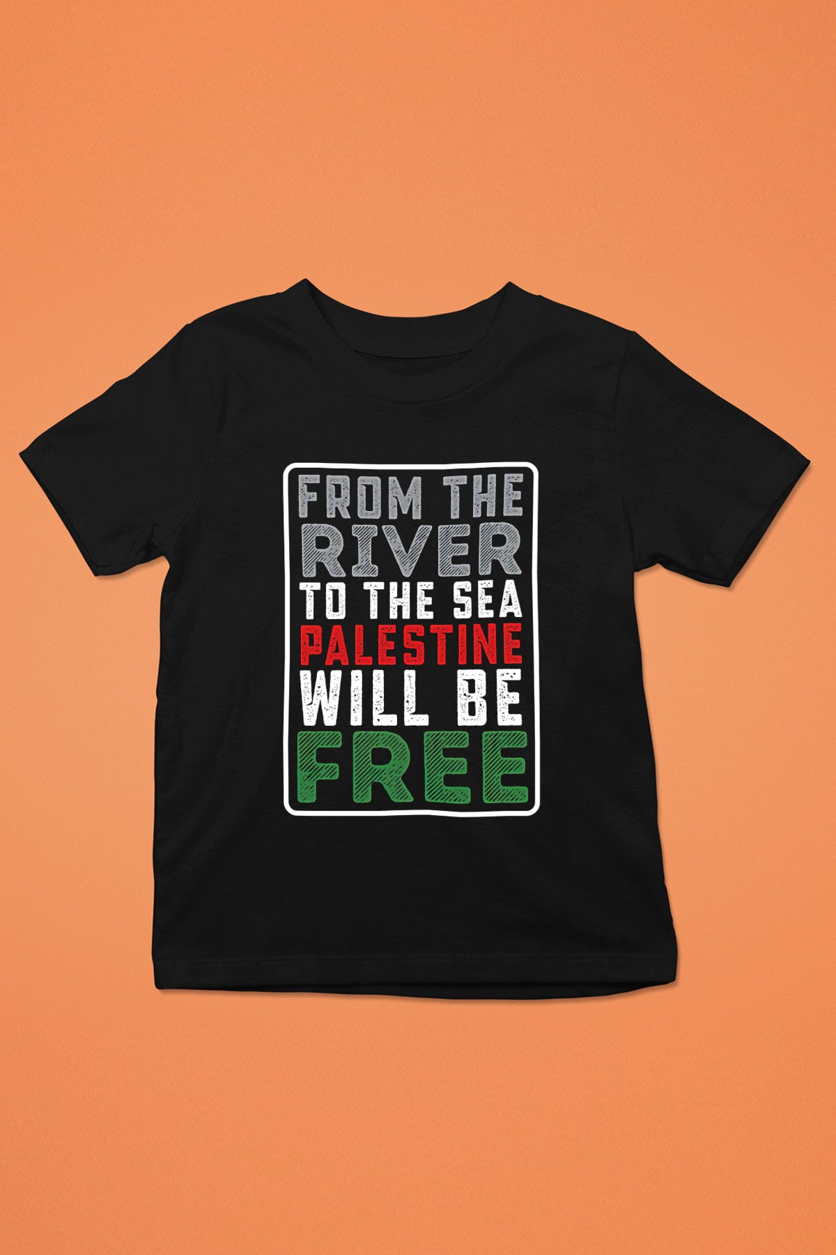 Filistin Baskılı Unisex Siyah Çocuk Tişört - Tshirt