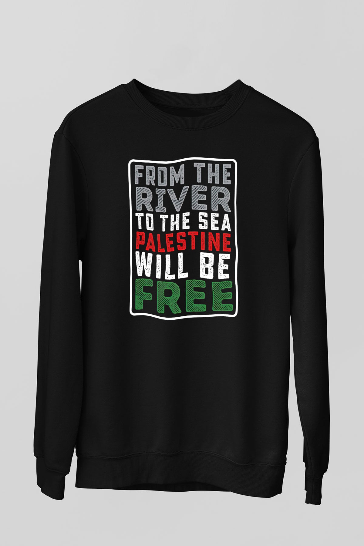 Filistin Baskılı Unisex Siyah Sweatshirt