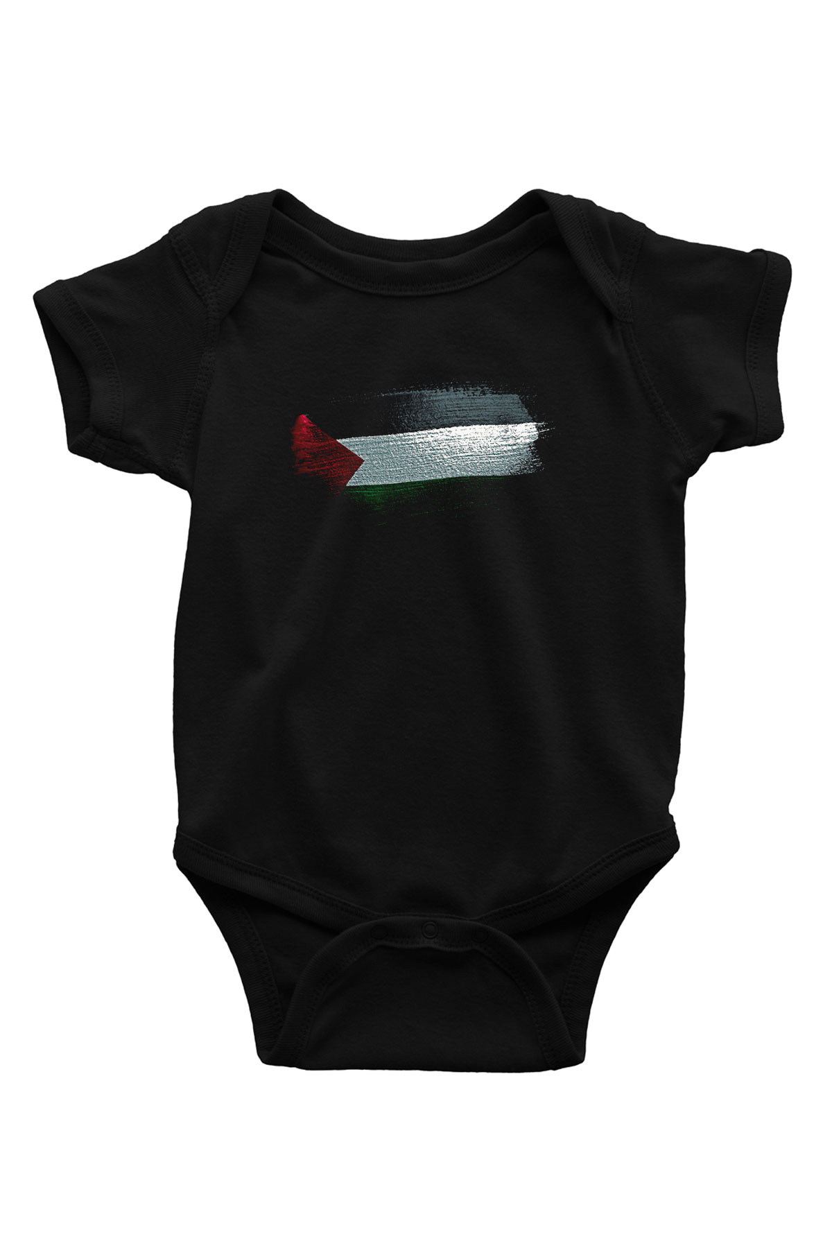 Filistin - Palestine Bayrağı Baskılı Unisex Siyah Bebek Body - Zıbın