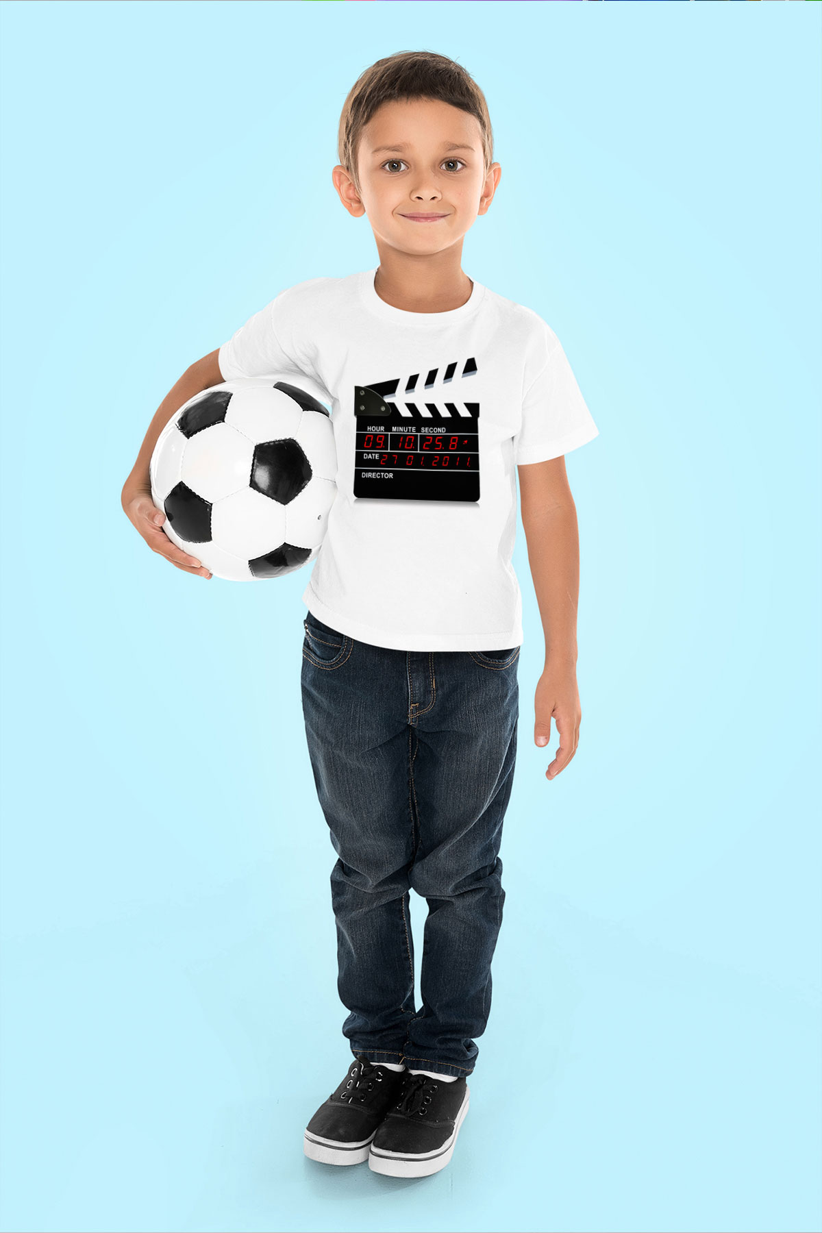 Film yönetmeni Baskılı Beyaz Unisex Çocuk Tişört