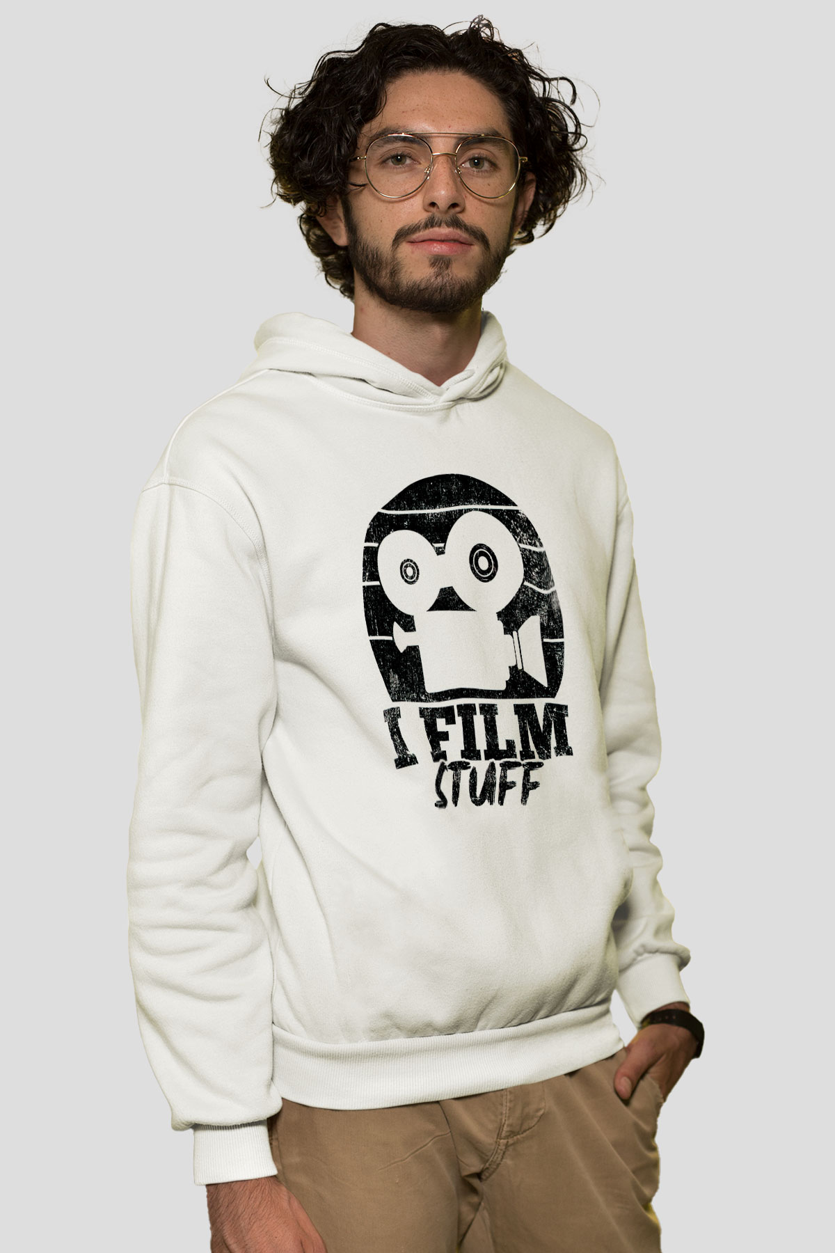 Film yönetmeni Beyaz Unisex Kapüşonlu Sweatshirt