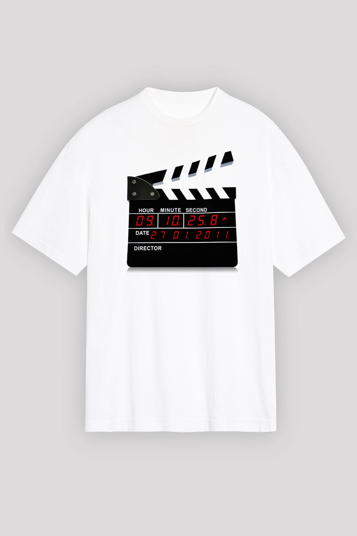 Film yönetmeni Beyaz Unisex Oversize Tişört T-Shirt