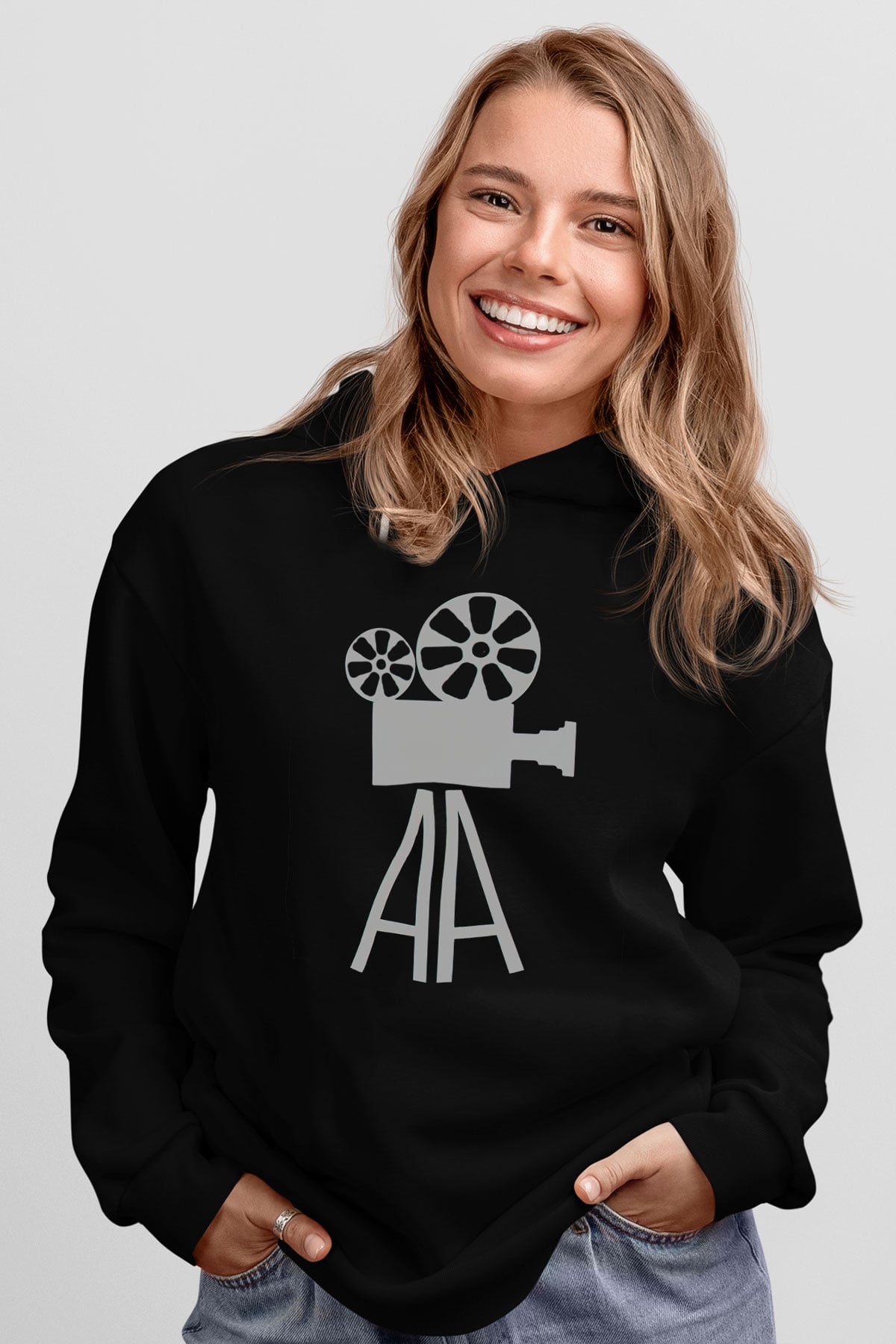 Film yönetmeni Siyah Unisex Kapşonlu Sweatshirt