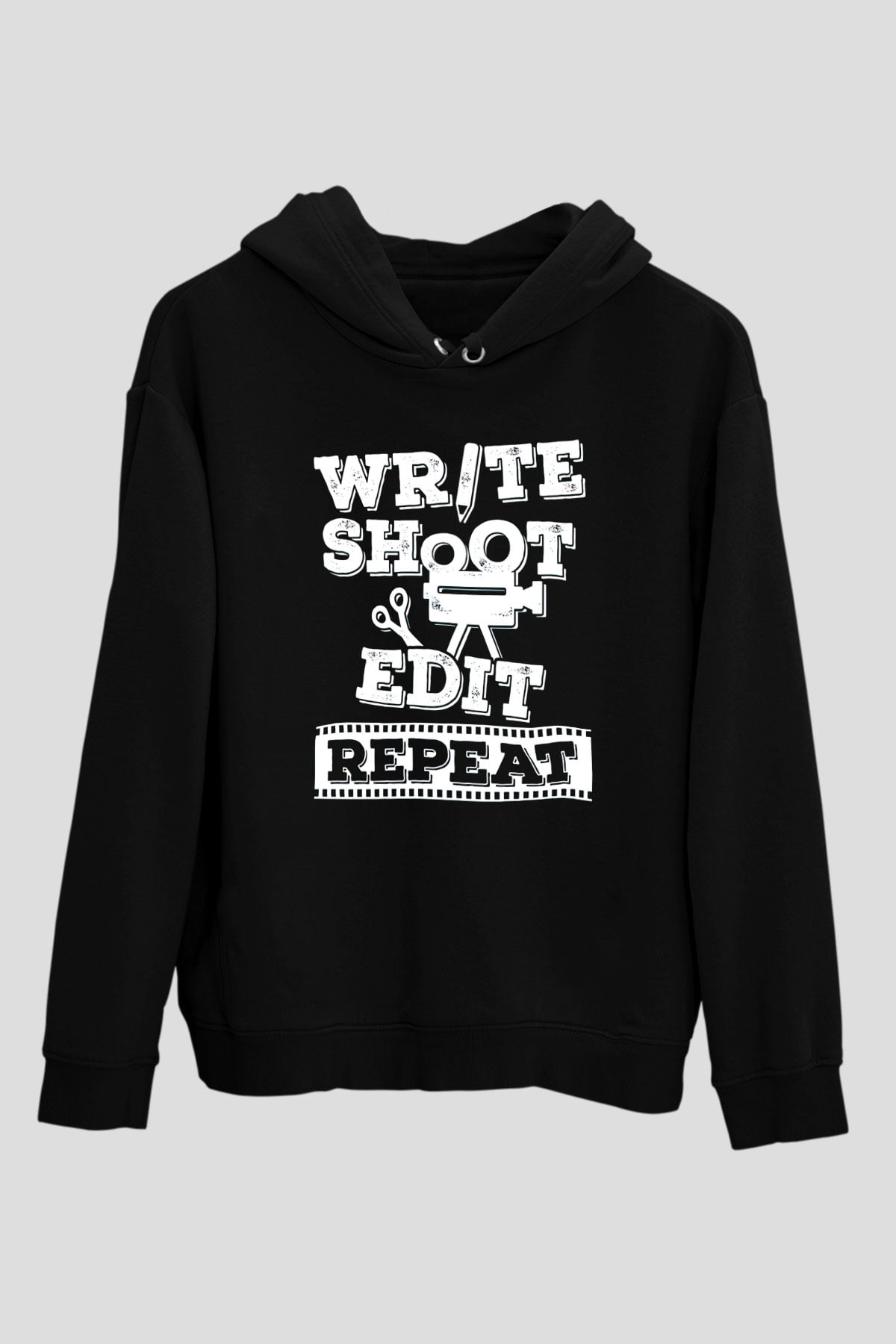 Film yönetmeni Siyah Unisex Kapüşonlu Sweatshirt