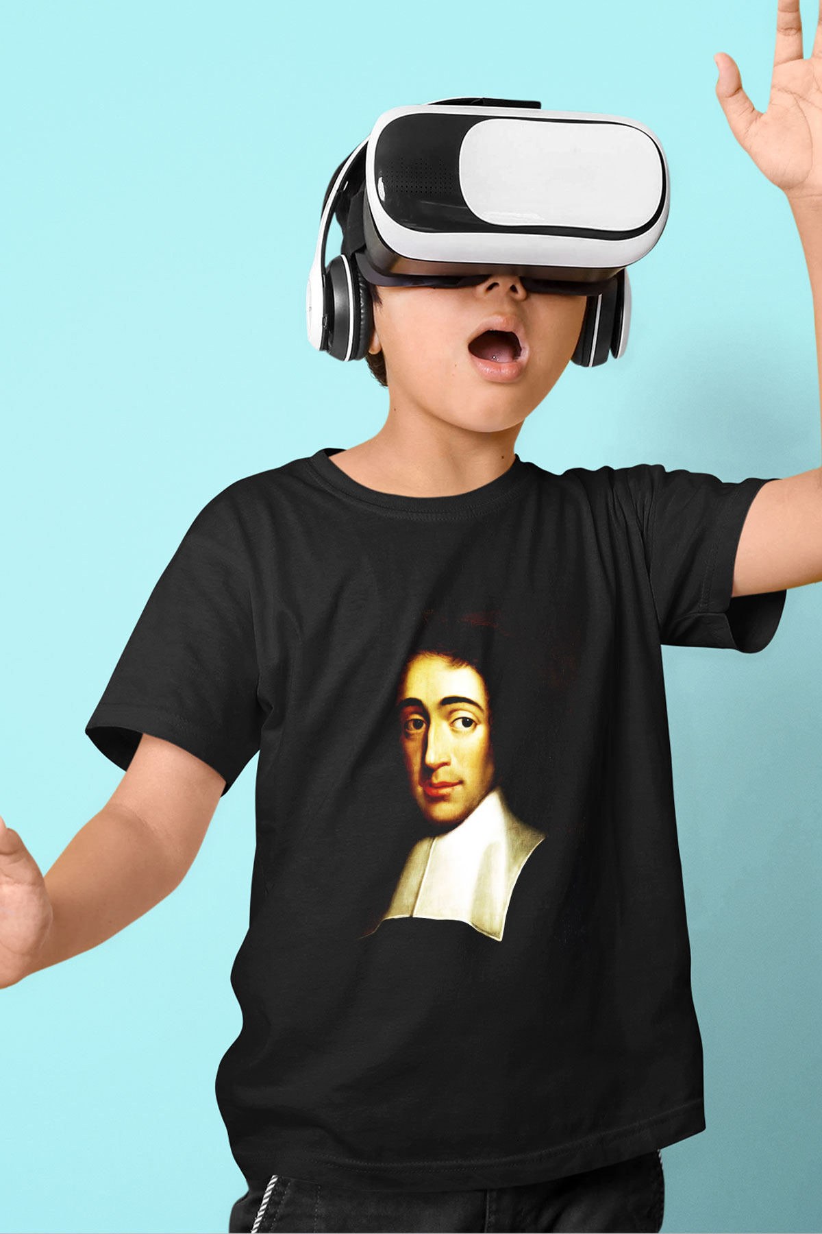Filozof Baskılı Siyah Unisex Çocuk Tişört