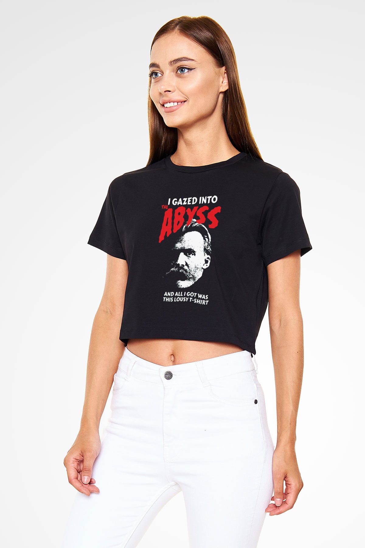 Filozof Siyah  Crop Top Tişört