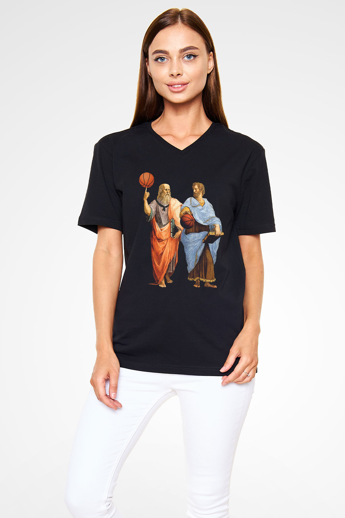 Filozof Siyah Unisex V Yaka Tişört