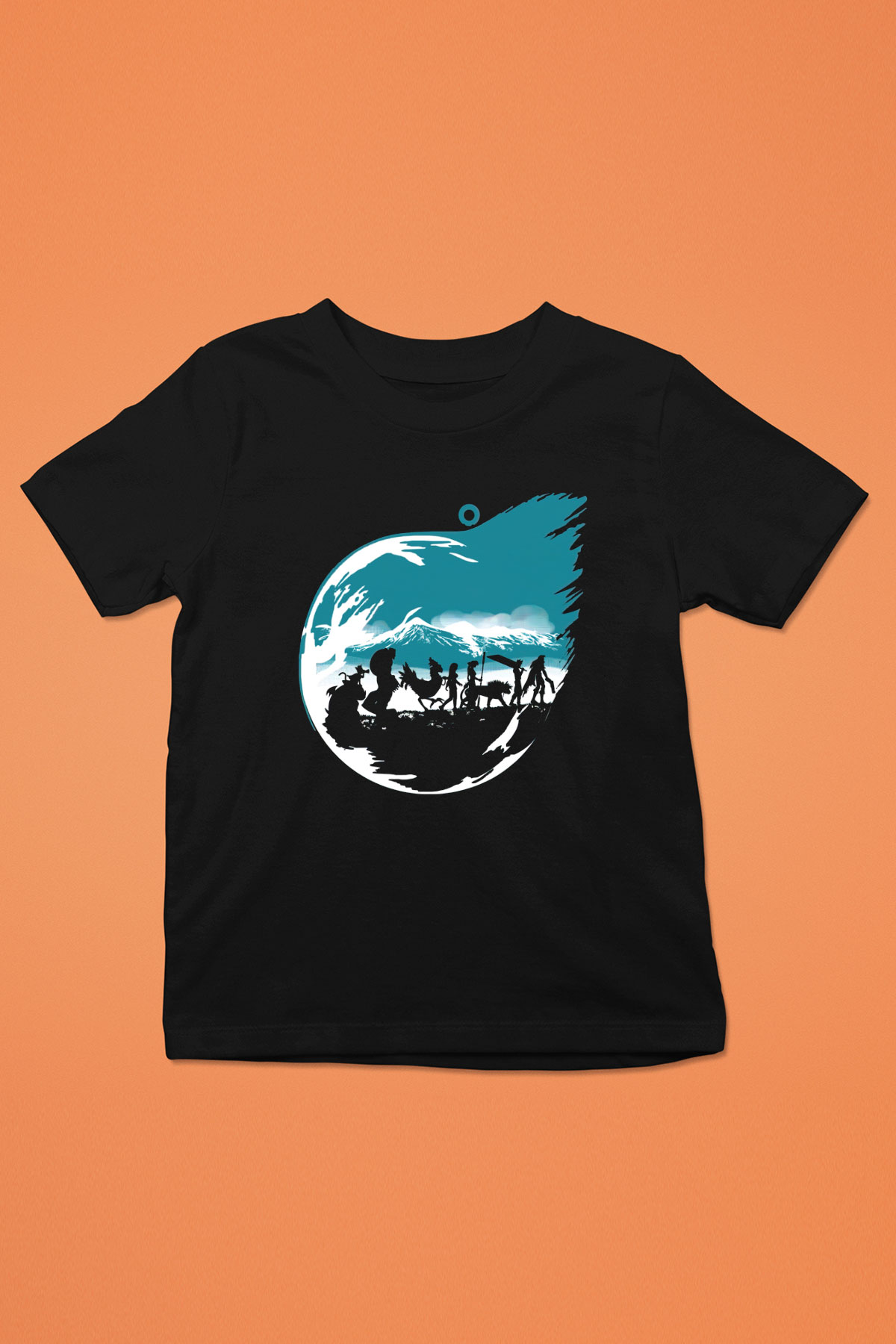 Final Fantasy Baskılı Siyah Unisex Çocuk Tişört