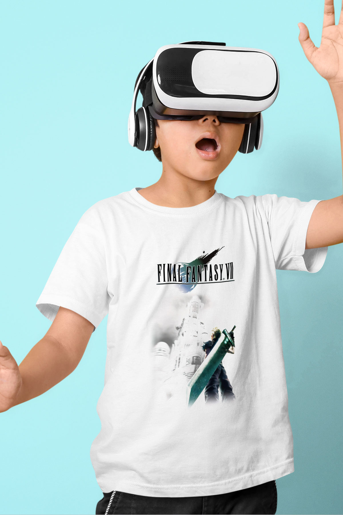 Final Fantasy Beyaz Unisex Çocuk Tişört