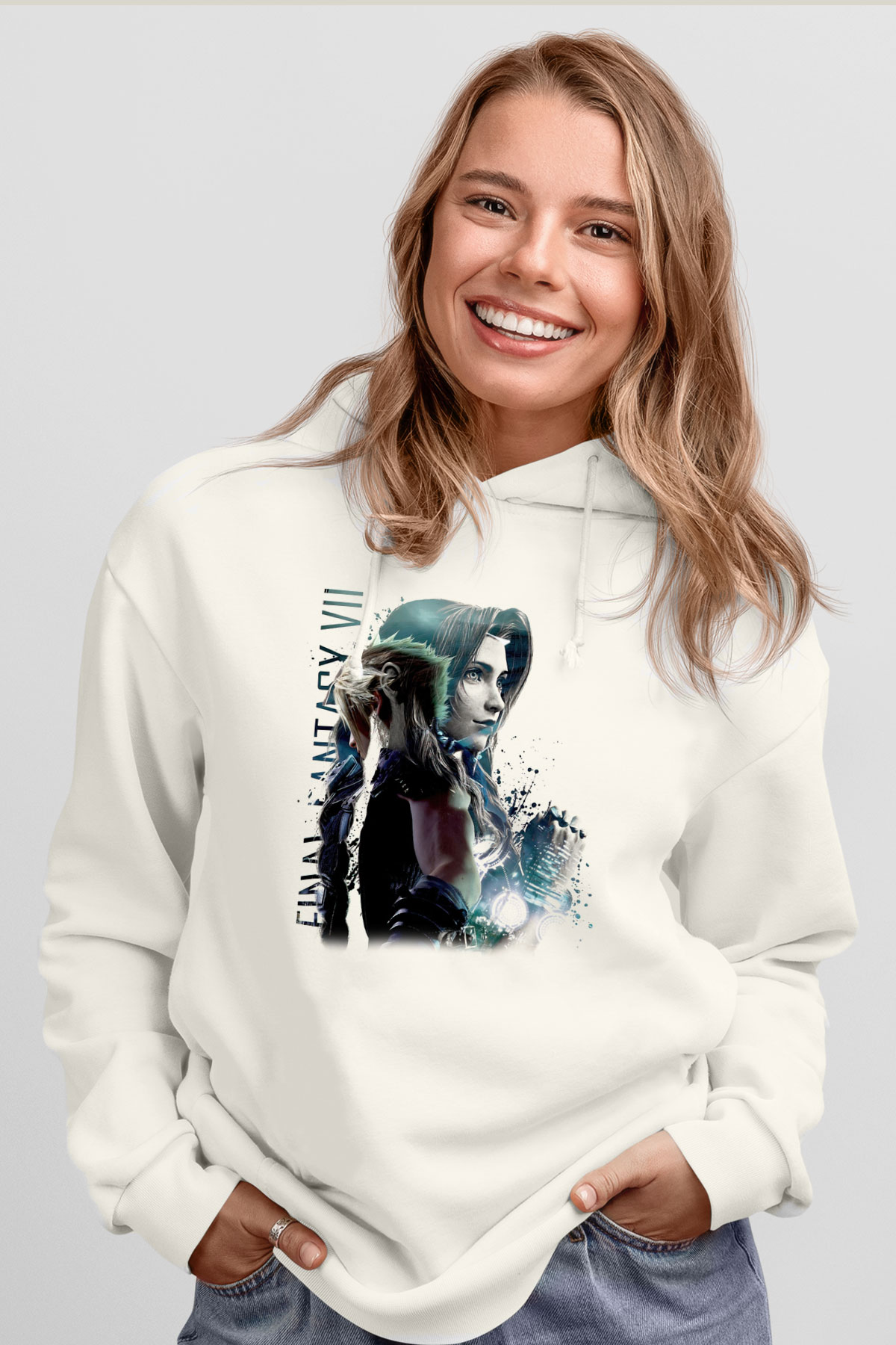 Final Fantasy Beyaz Unisex Hoodie