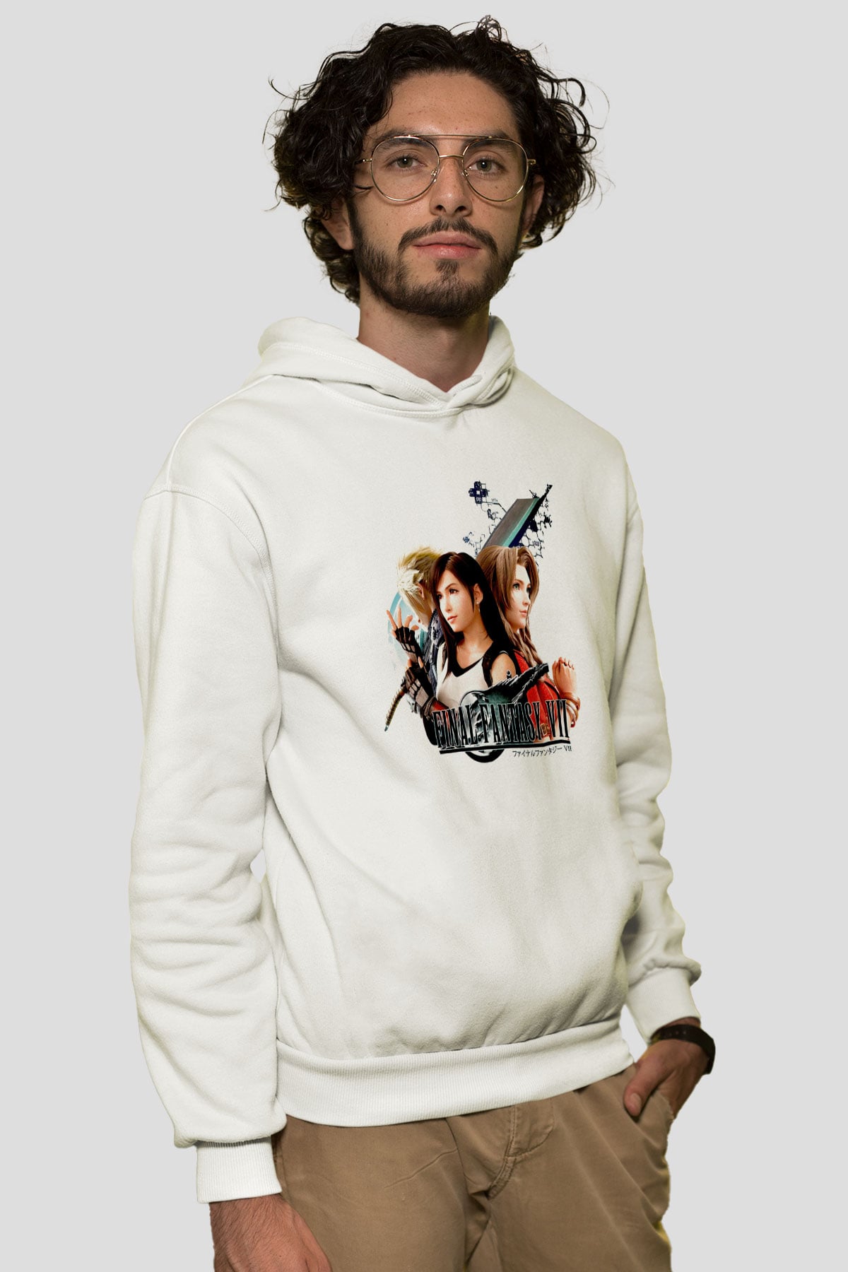 Final Fantasy Beyaz Unisex Hoodie