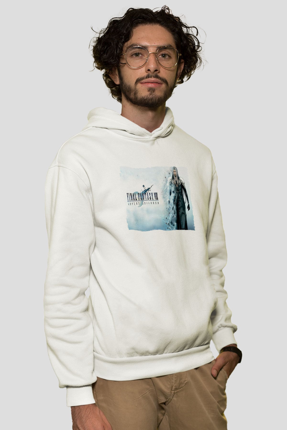 Final Fantasy Beyaz Unisex Hoodie