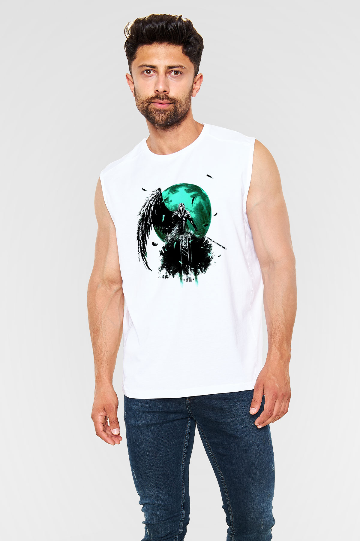 Final Fantasy Beyaz Unisex Kolsuz Tişört