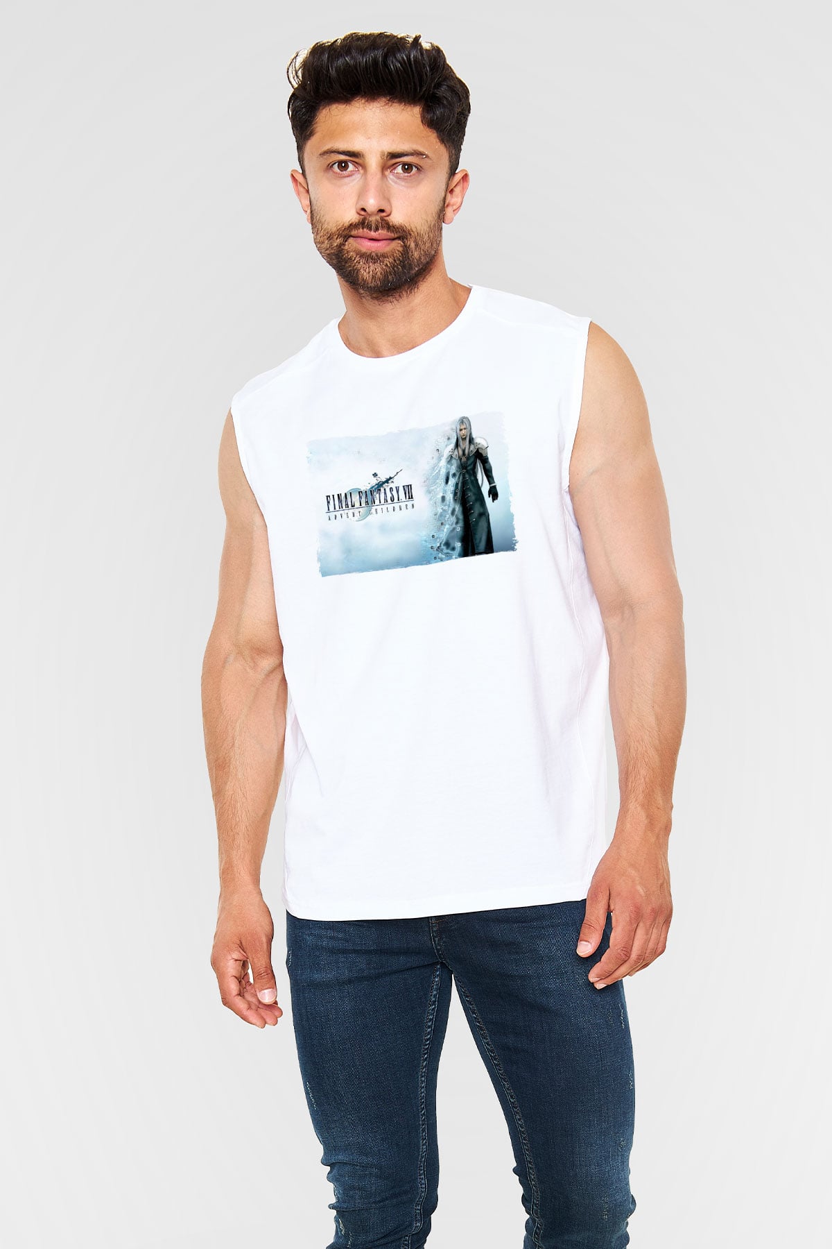 Final Fantasy Beyaz Unisex Kolsuz Tişört