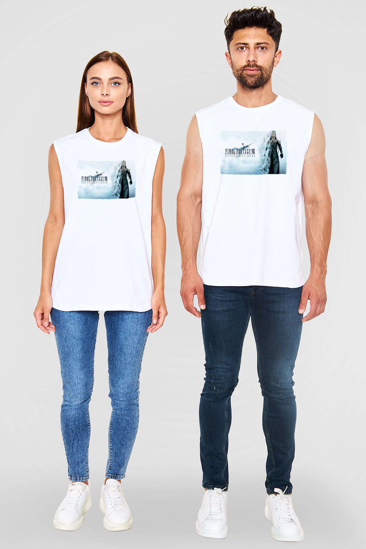Final Fantasy Beyaz Unisex Kolsuz Tişört