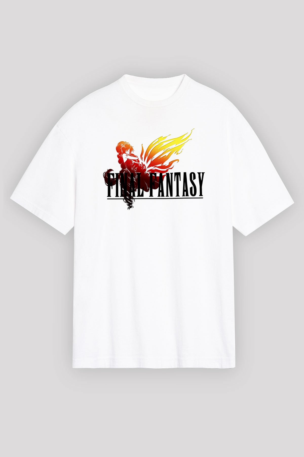Final Fantasy Beyaz Unisex Oversize Tişört T-Shirt