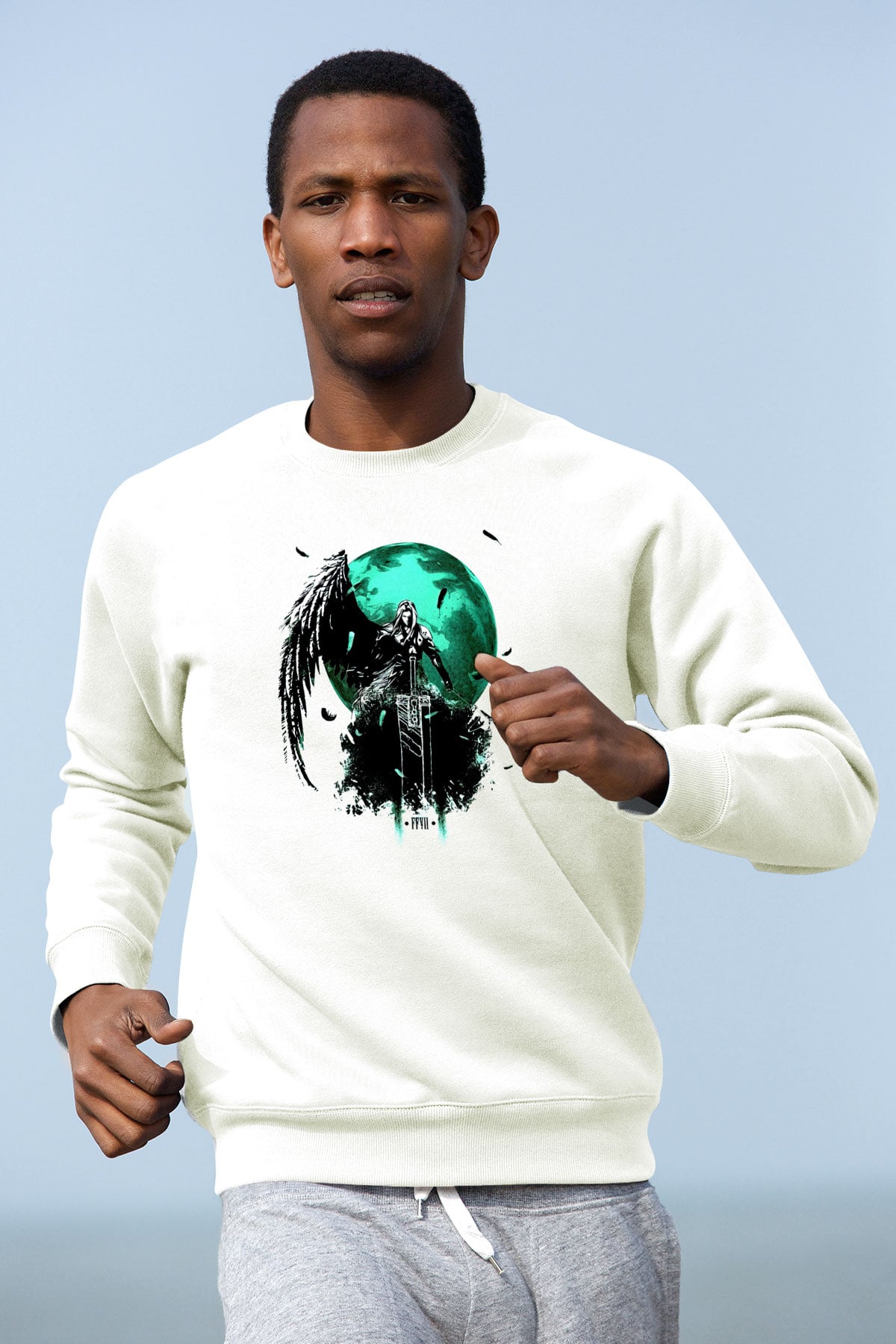 Final Fantasy Beyaz Unisex Sweatshirt