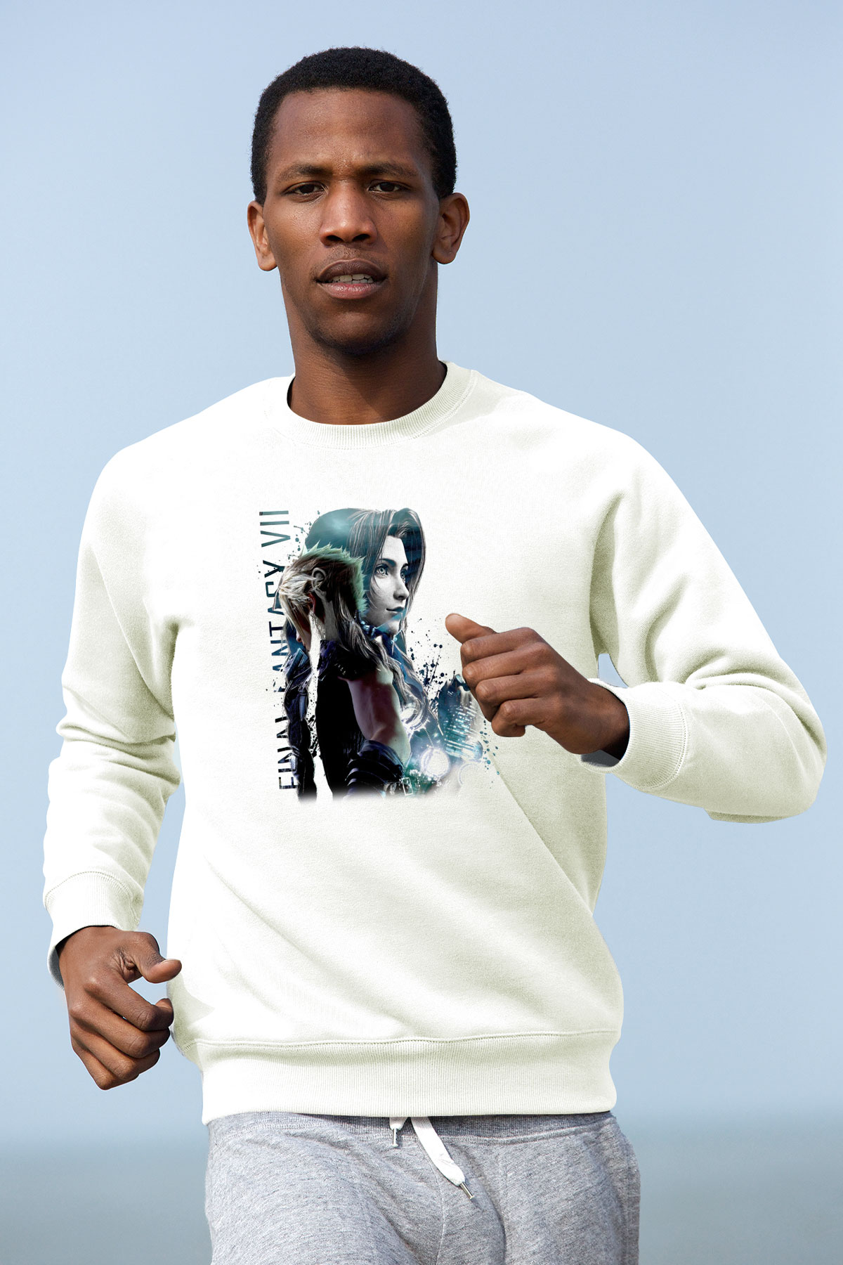 Final Fantasy Beyaz Unisex Sweatshirt