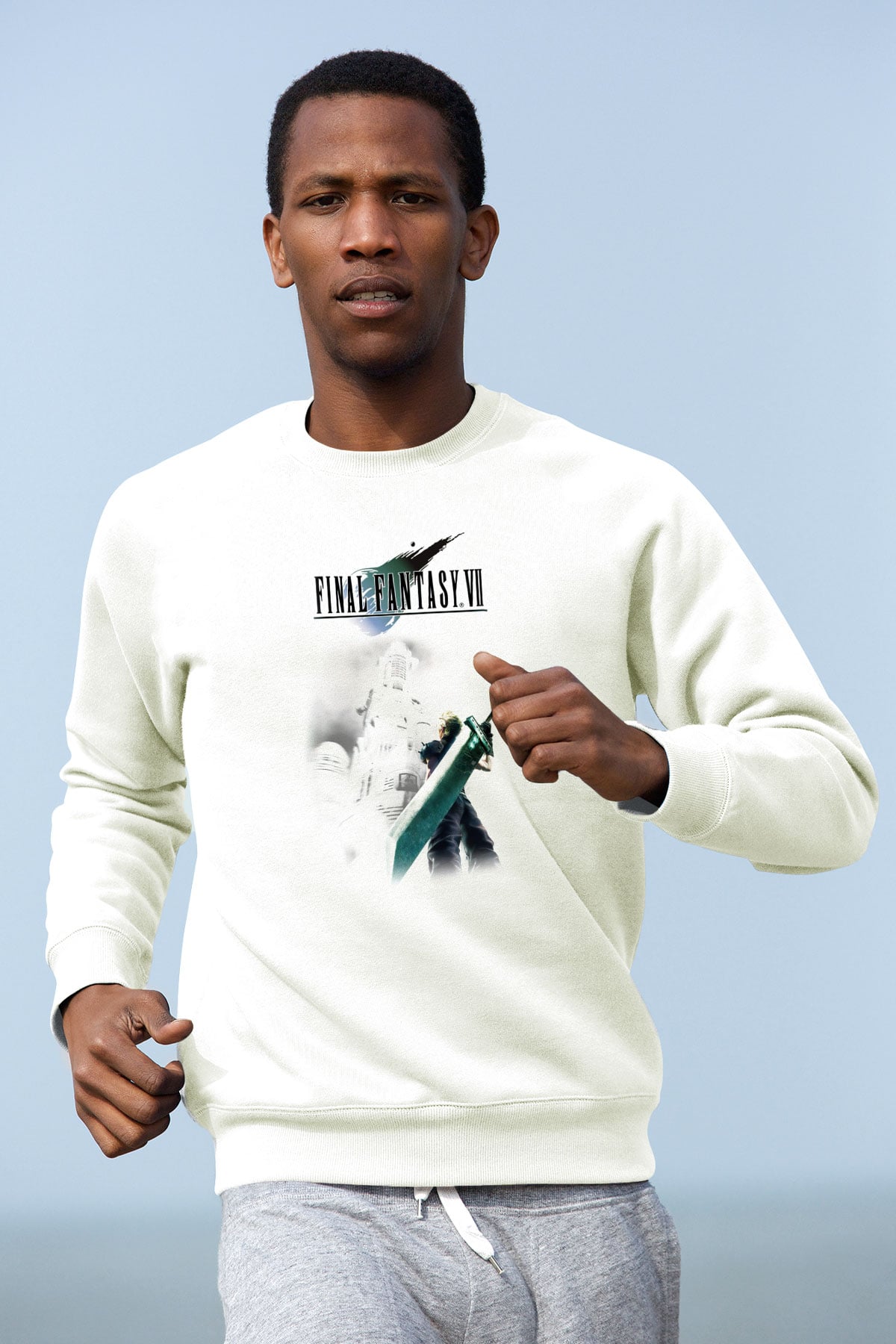 Final Fantasy Beyaz Unisex Sweatshirt