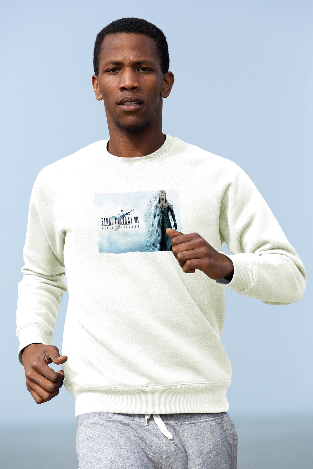 Final Fantasy Beyaz Unisex Sweatshirt