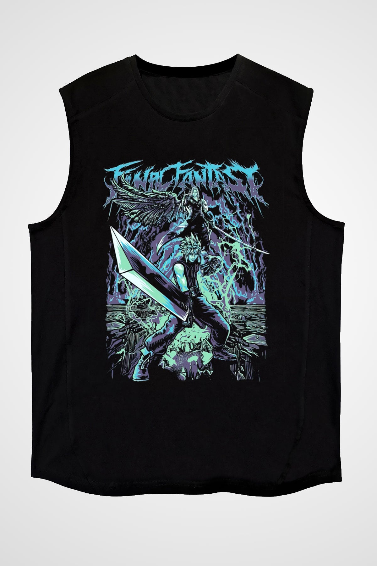 Final Fantasy Siyah Unisex Kolsuz Tişört