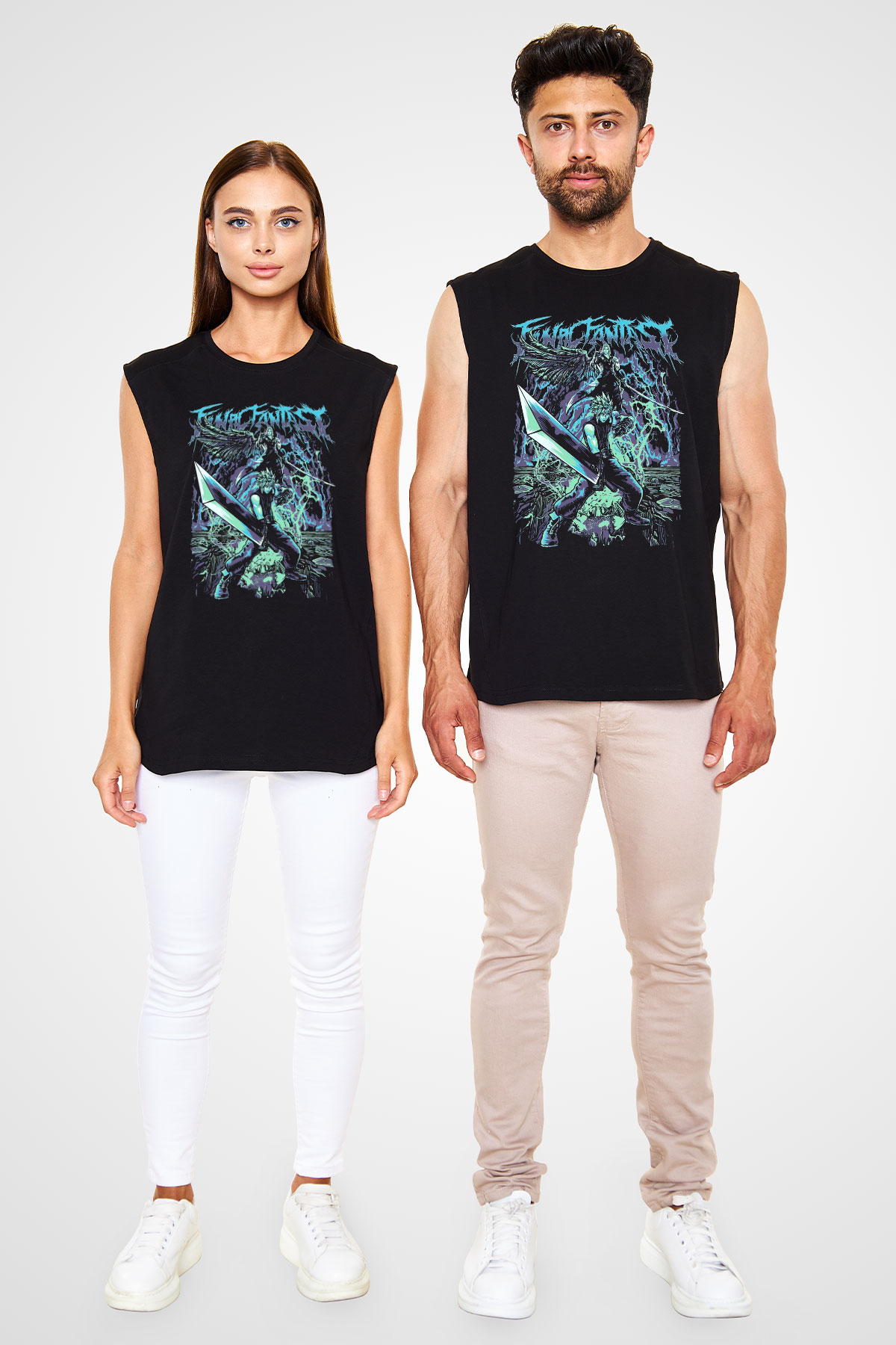 Final Fantasy Siyah Unisex Kolsuz Tişört