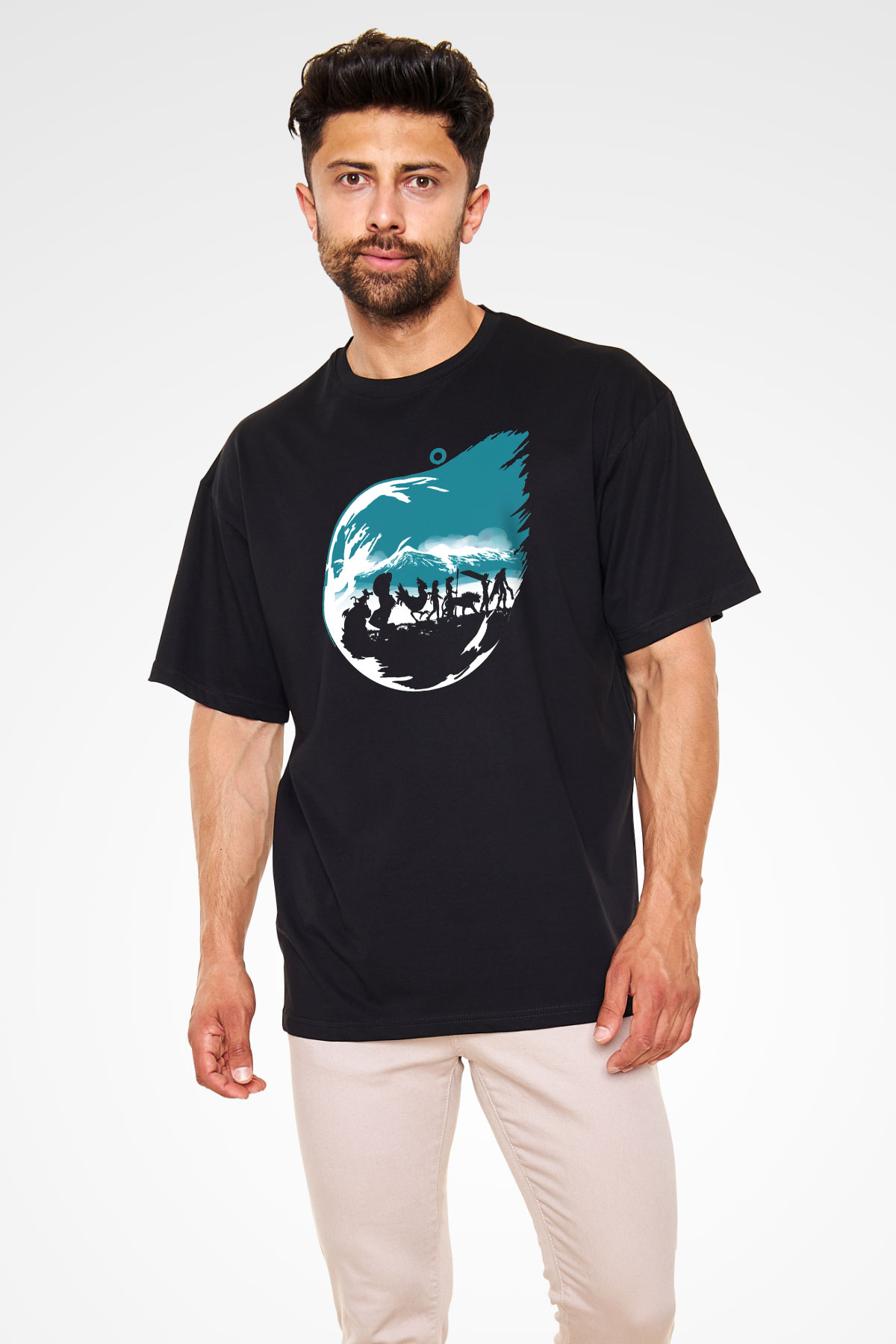 Final Fantasy Siyah Unisex Oversize Tişört T-Shirt