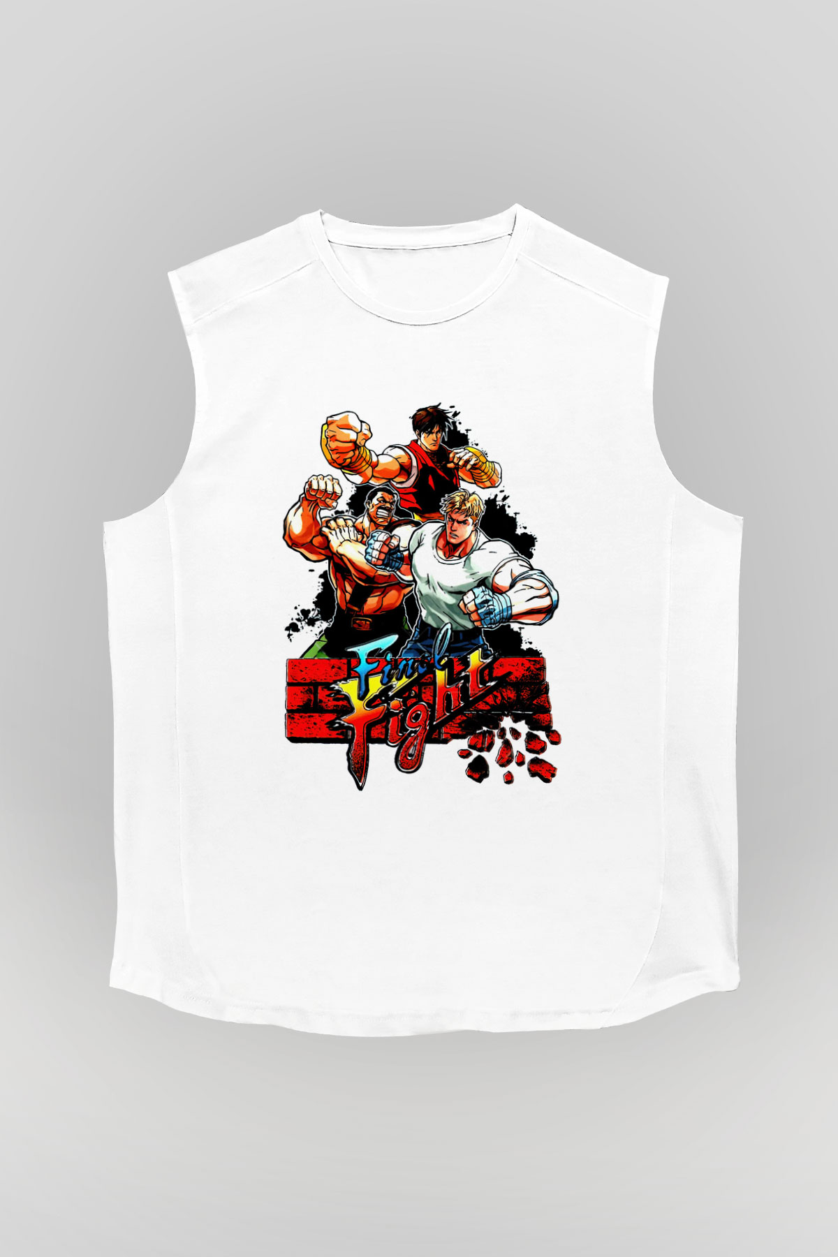 Final Fight Beyaz Unisex  Kolsuz Tişört